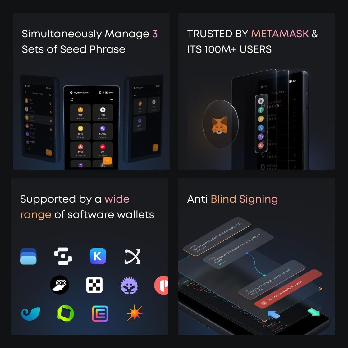 Keystone - Air -Gap cryptocurrency hardware wallet, 4 -inch touch screen, safely store your bitcoin, Ethereum and other cryptocurrencies (Keystone 3 Pro)