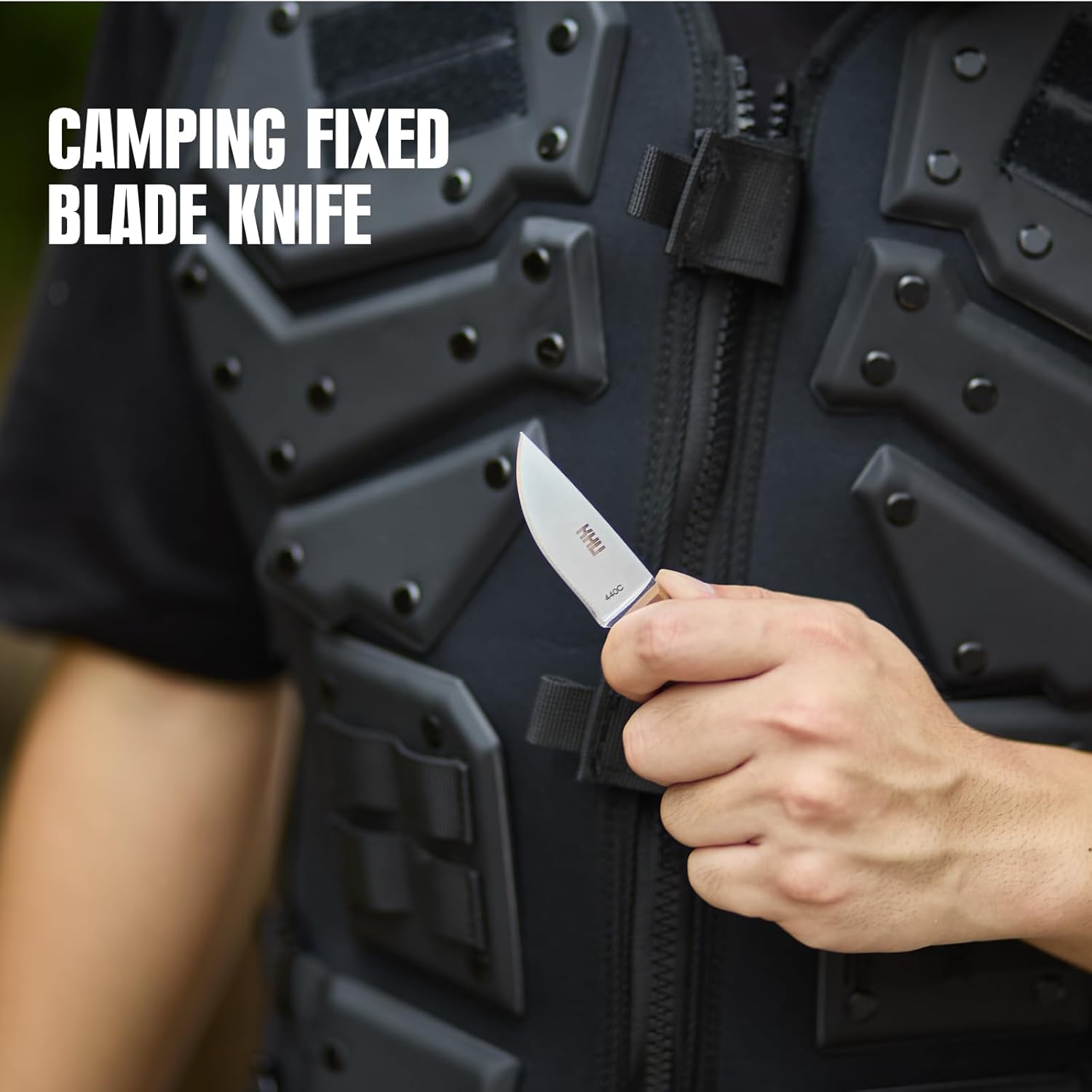 KHU Mini Fixed Blade Knife EDC Hunting Knife Survival Knife Bushcraft Knife 440C Steel G10 Handle, Outdoor Hunting Camping Accessories With Kydex Sheath - 26A 440C Steel - 26A