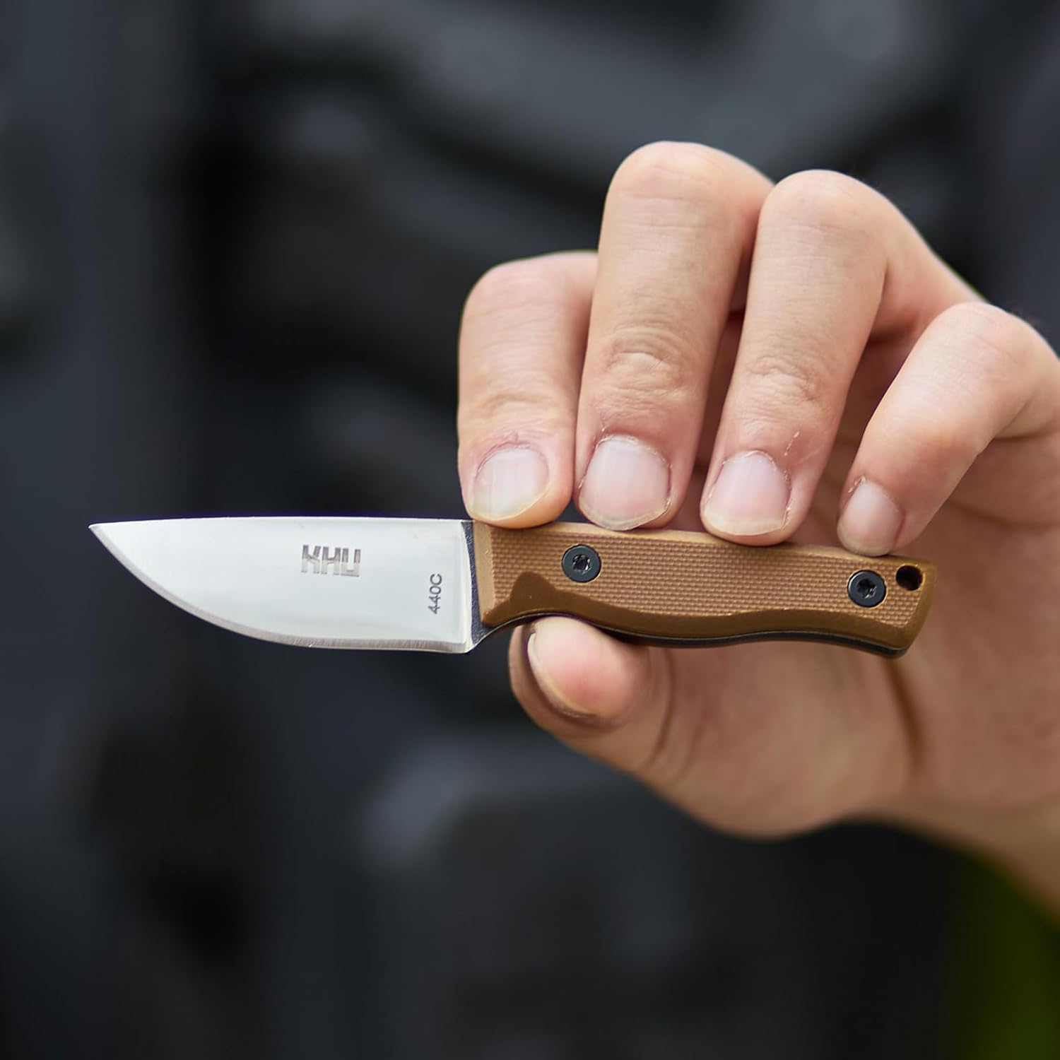 KHU Mini Fixed Blade Knife EDC Hunting Knife Survival Knife Bushcraft Knife 440C Steel G10 Handle, Outdoor Hunting Camping Accessories With Kydex Sheath - 26A 440C Steel - 26A