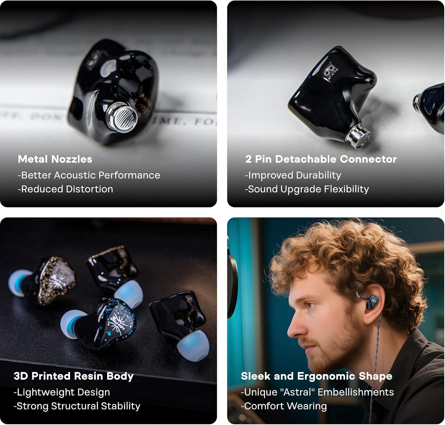 Linsoul Kiwi Ears Astral 1DD+6ba in Ear Monitor Monitor, Wired headphones, Hifi earphones for recording studio, portable IEM for gaming, professional audiophile musical engineers (blue)