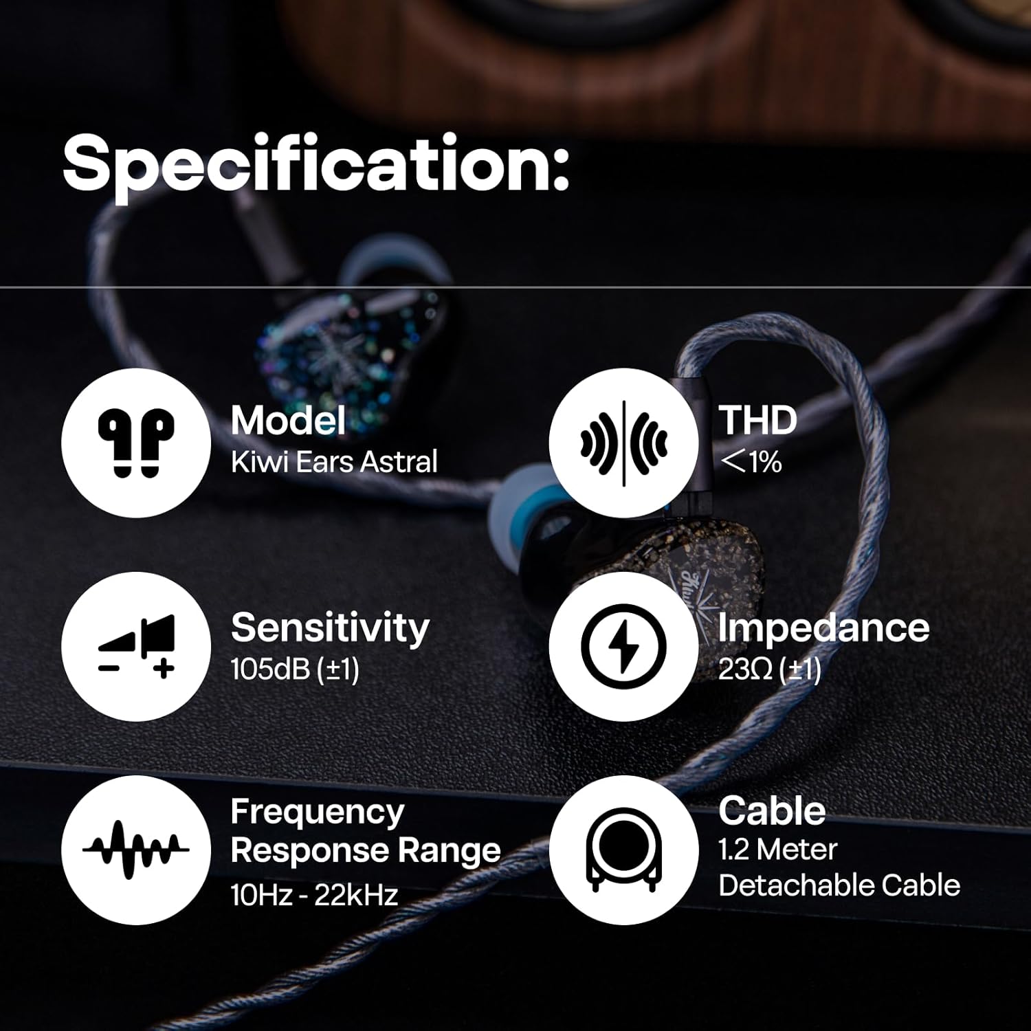 Linsoul Kiwi Ears Astral 1DD+6ba in Ear Monitor Monitor, Wired headphones, Hifi earphones for recording studio, portable IEM for gaming, professional audiophile musical engineers (blue)