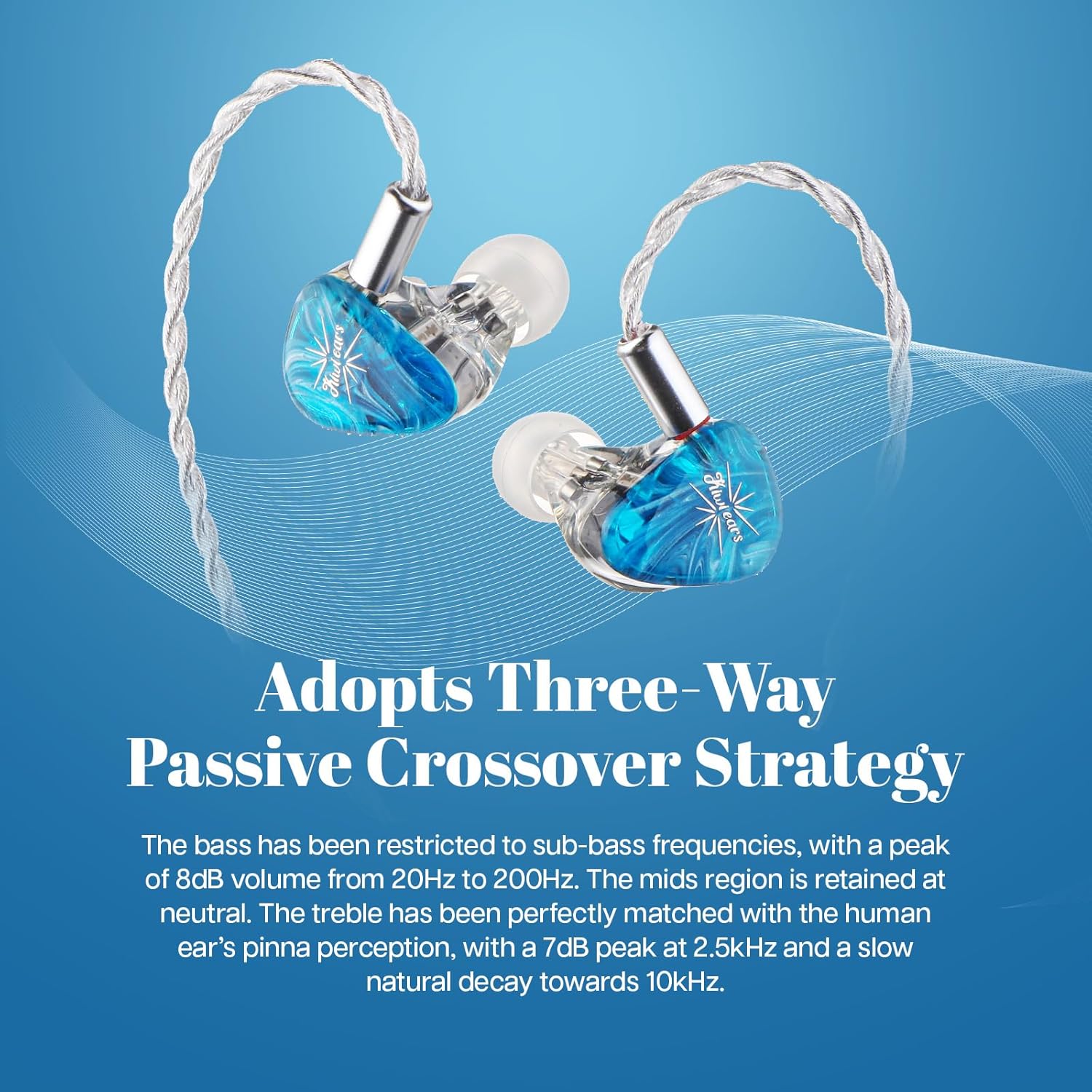 Linsoul Kiwi Ears Orchestra Lite Performance Custom 8BA in-Ear Monitor with Detachable Cable 4core 7N OFC Copper Oxygen-Free, Handcrafted Faceplate for Studio Audiophile Musician(Blue)