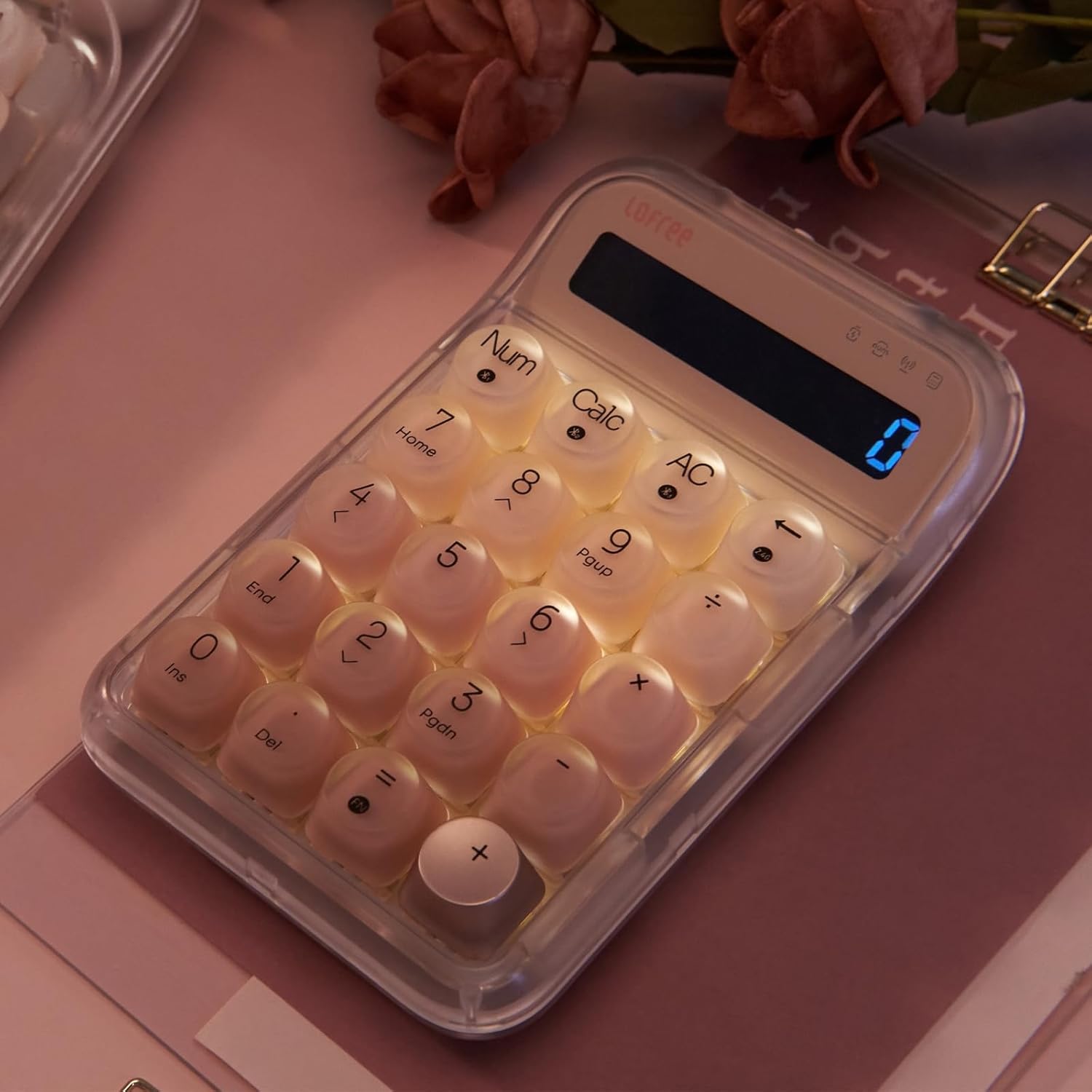 LOFREE Foundation Tri-Mode Wireless Numpad White LED Backlight Compatible with MacOS, iOS, Windows, and Android