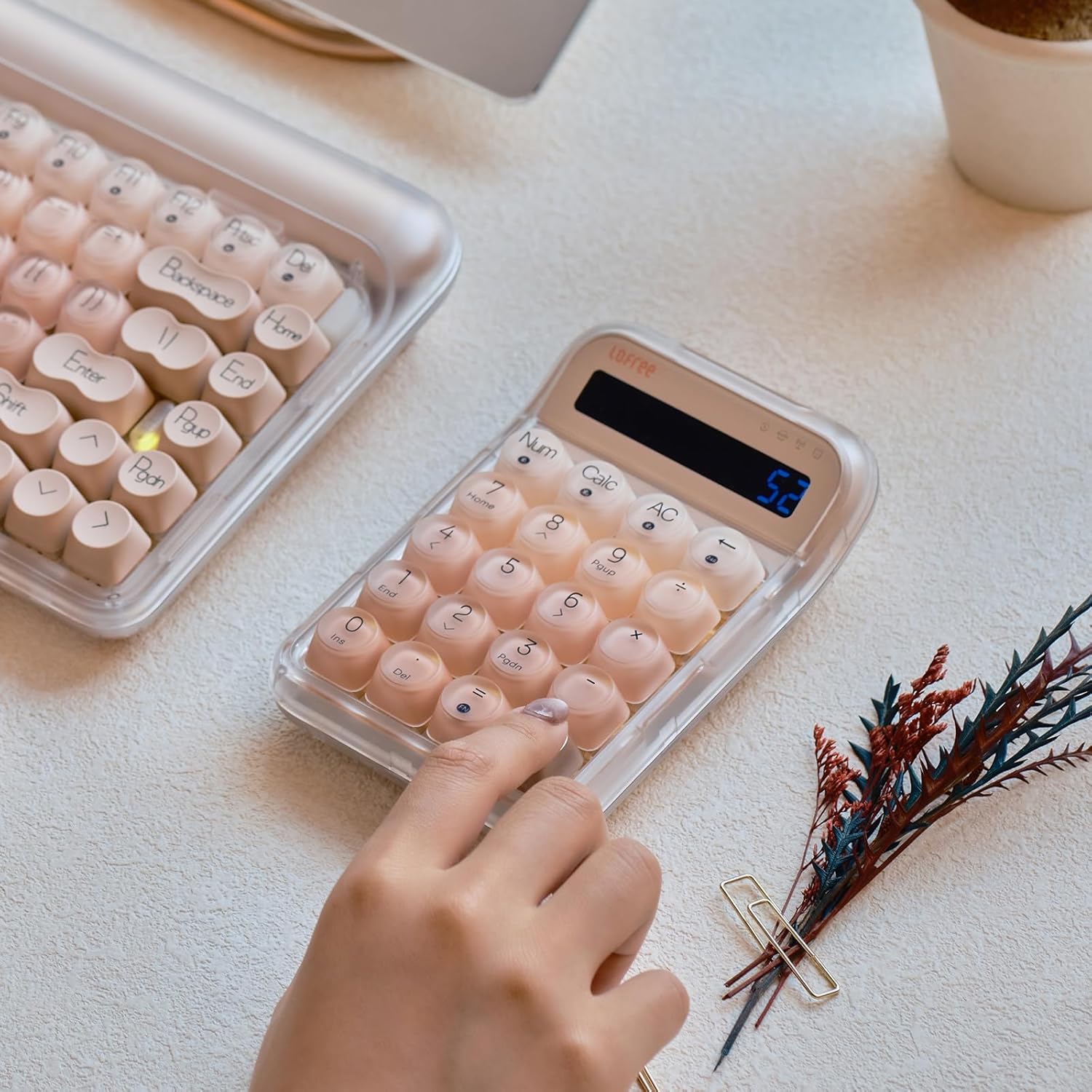 LOFREE Foundation Tri-Mode Wireless Numpad White LED Backlight Compatible with MacOS, iOS, Windows, and Android