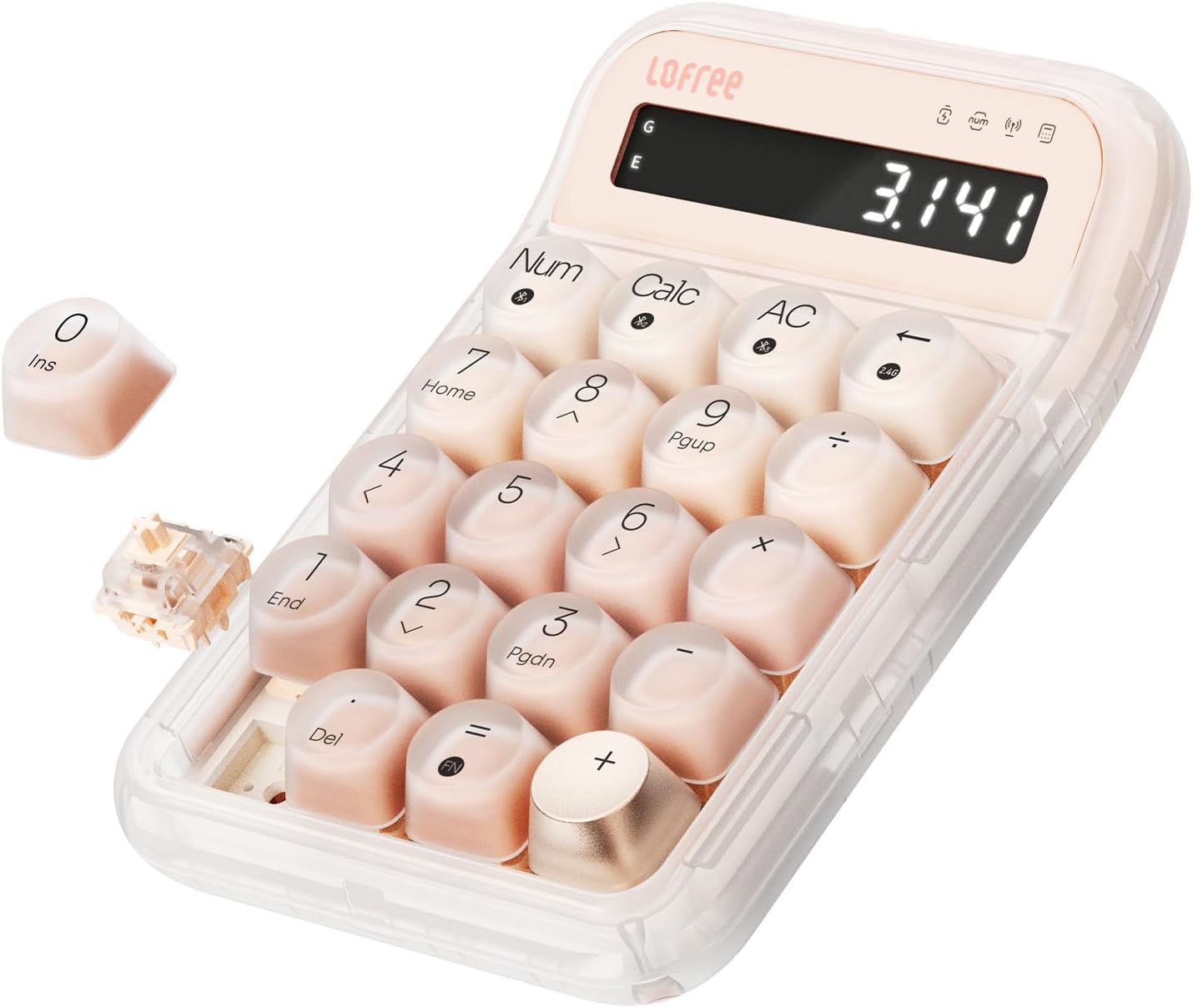 LOFREE Foundation Tri-Mode Wireless Numpad White LED Backlight Compatible with MacOS, iOS, Windows, and Android