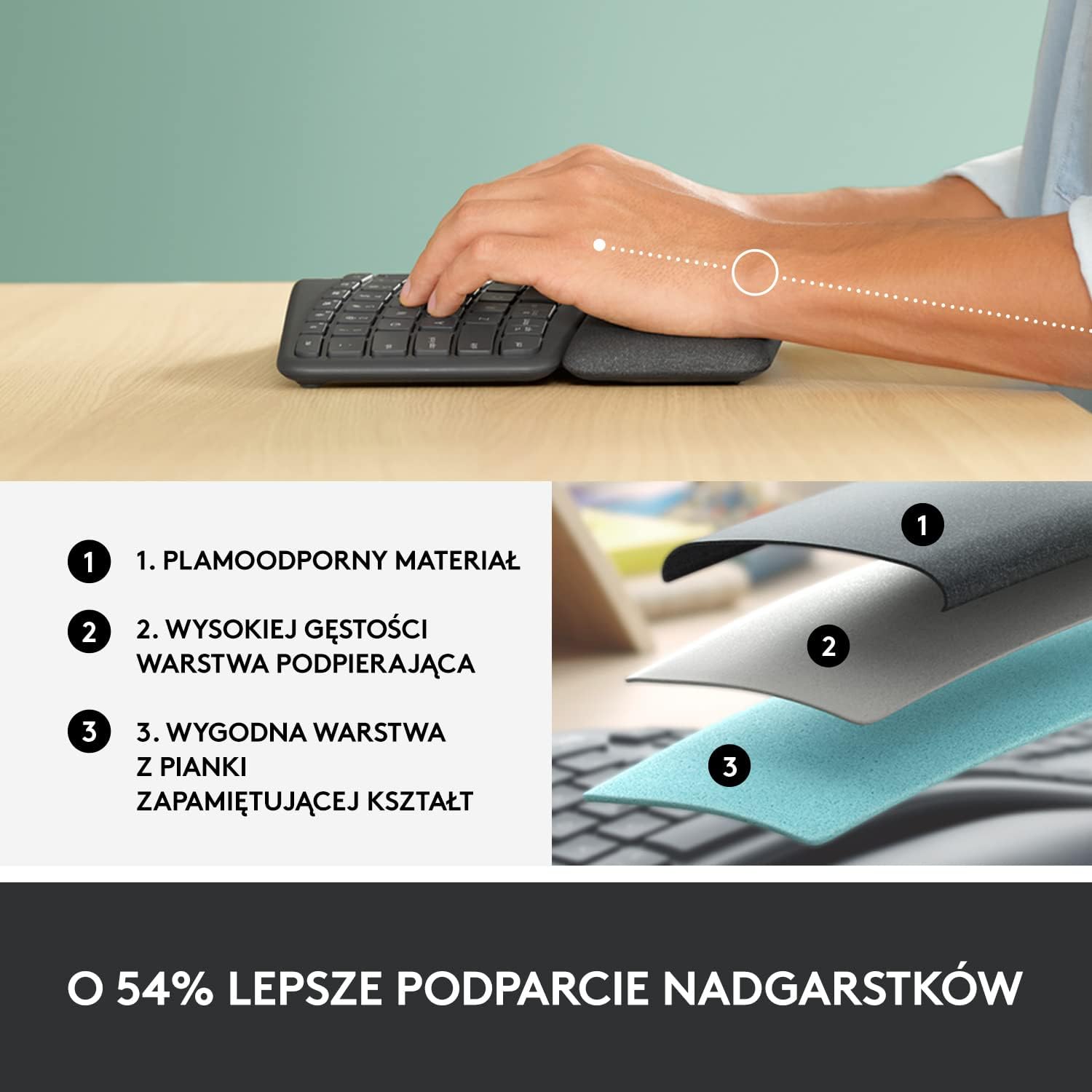 Logitech ERGO K860 for Business - Ergonomic split keyboard, International QWERTY layout - Gray