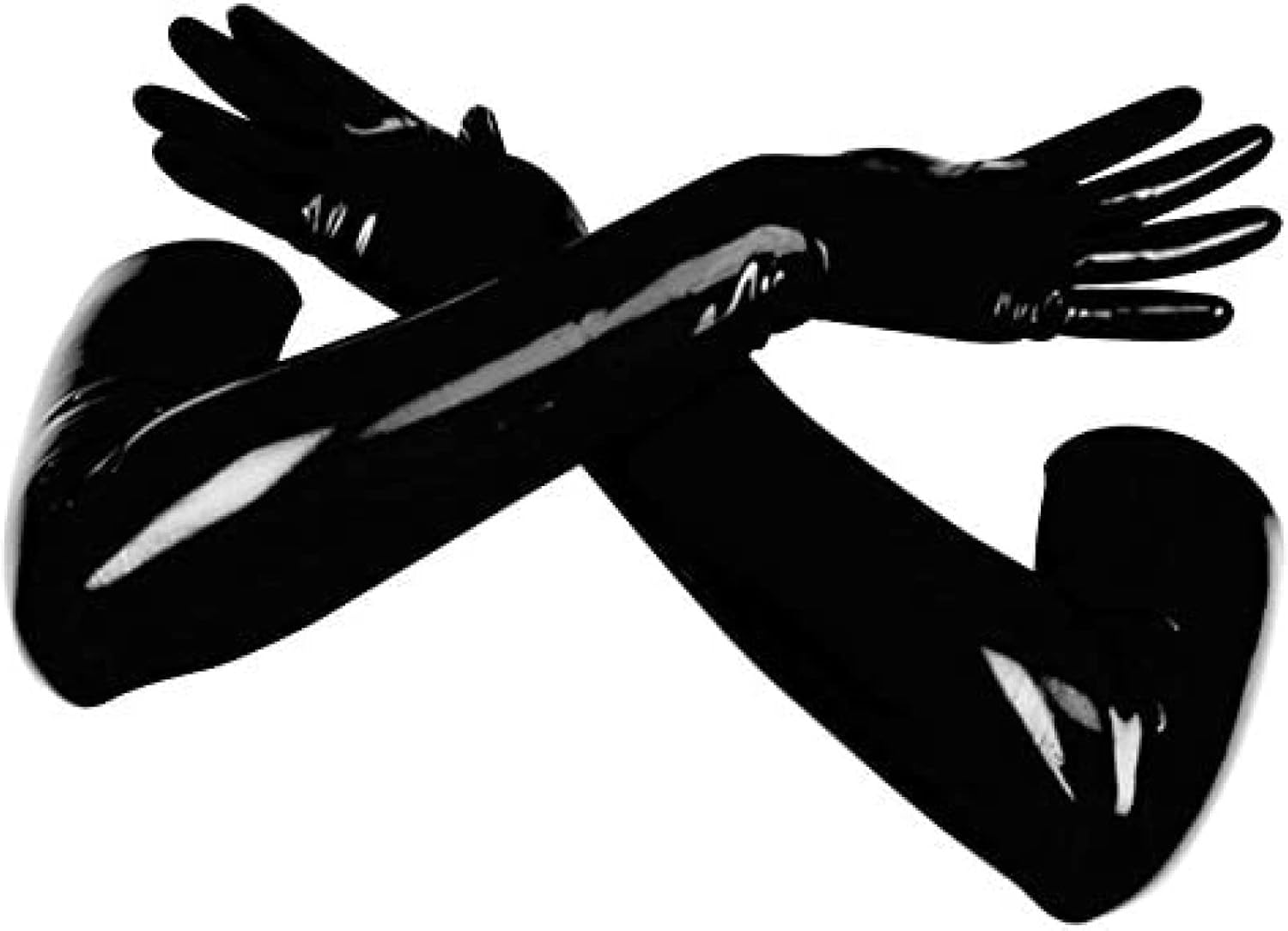 Long women's latex and rubber gloves with fingers, red, L-0.6 mm Red L-0.6mm