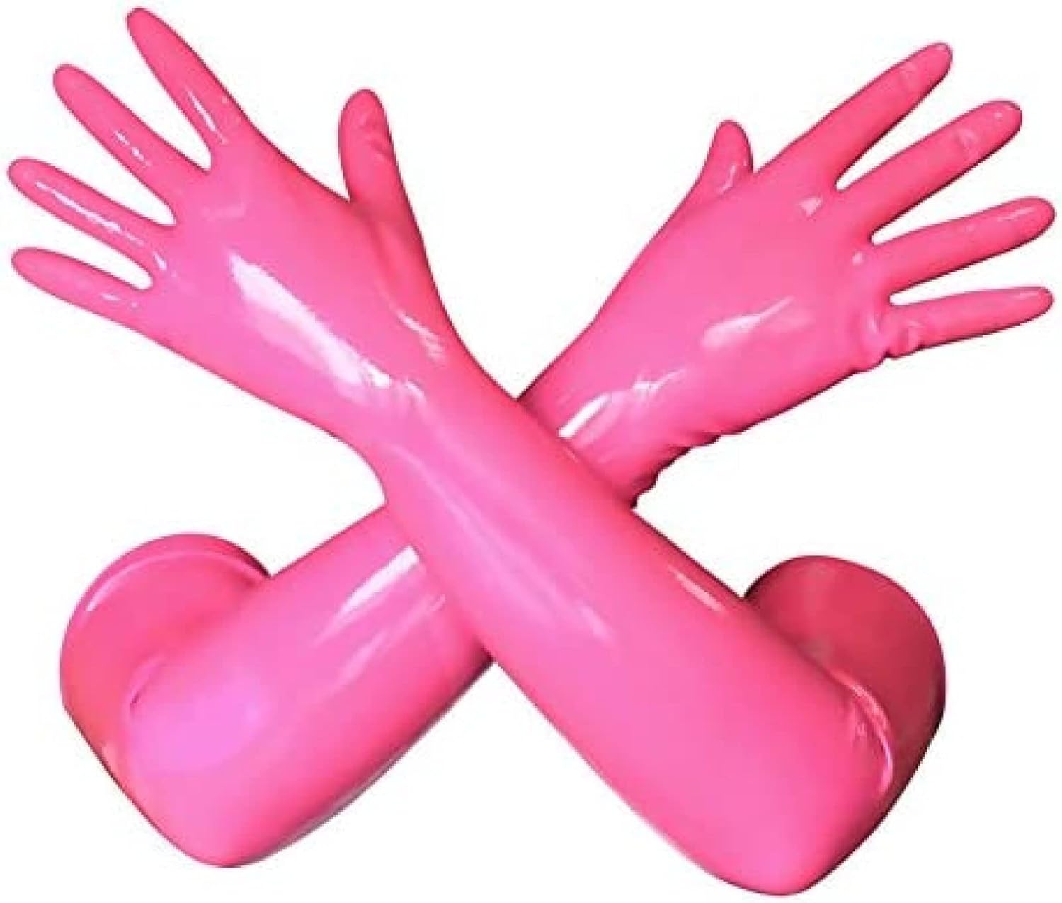 Long women's latex and rubber gloves with fingers, red, L-0.6 mm Red L-0.6mm