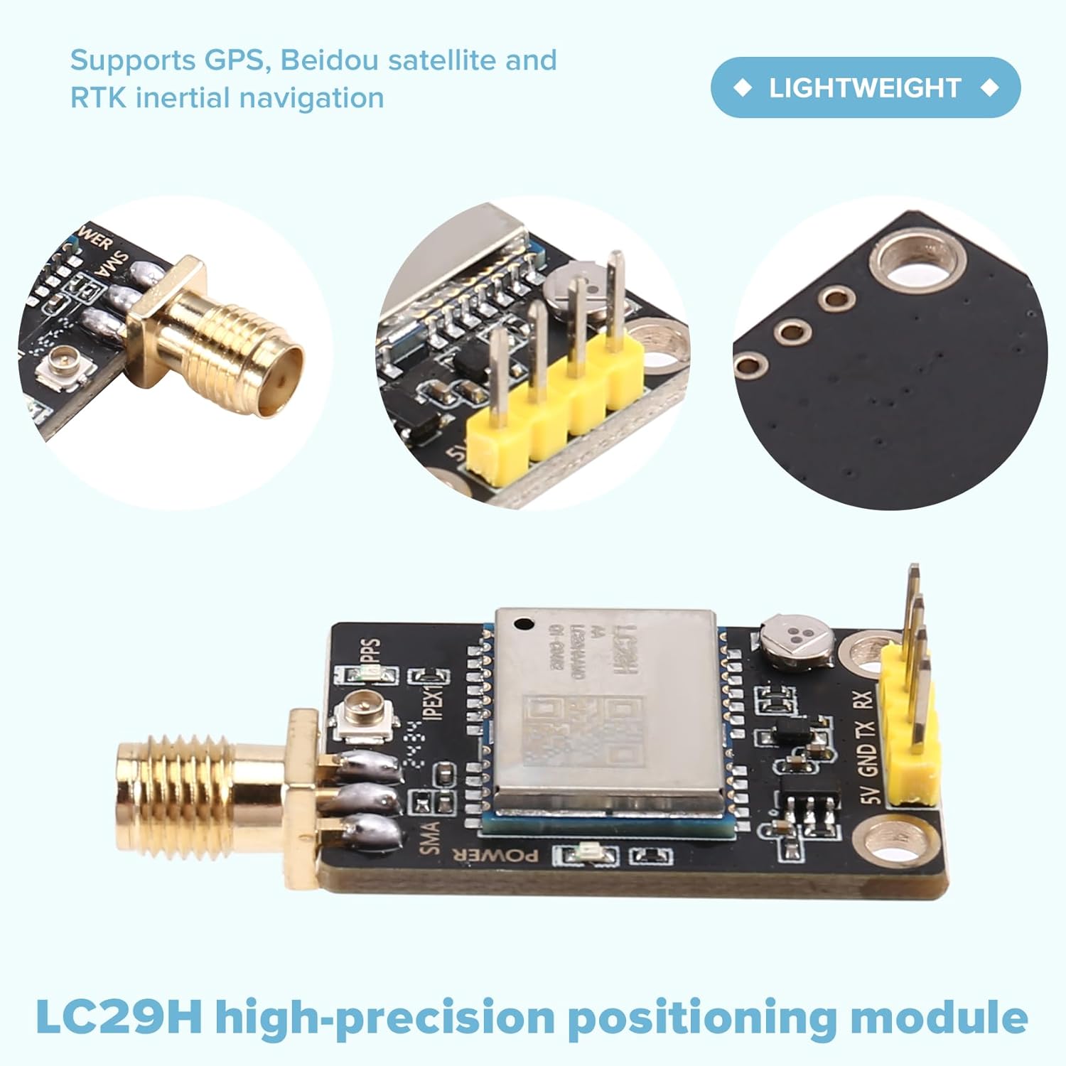 Malloy High precision base station card RTK Quectel LC29H Dual Band L1 L5 GPS High precision positioning module LC29HAA