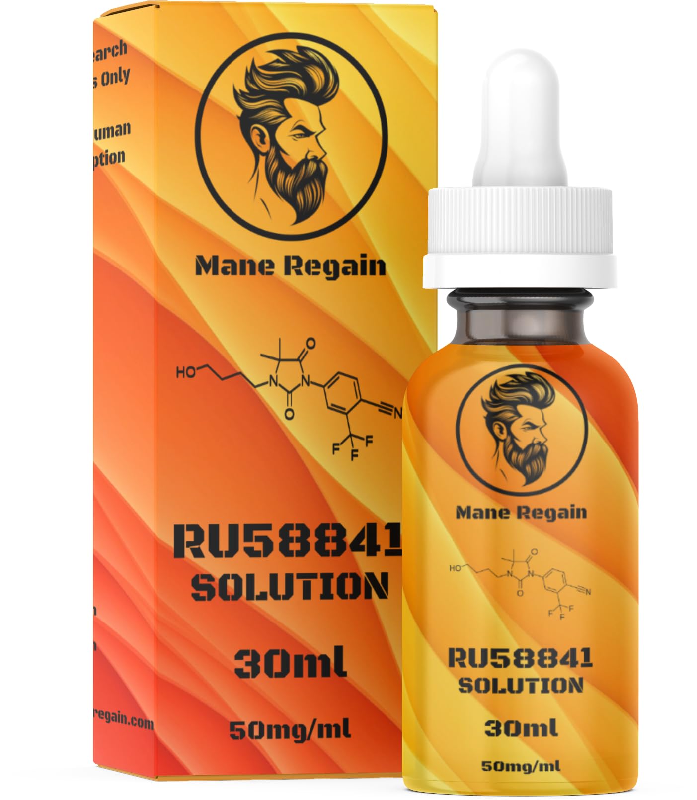 Mane Regain - RU58841 5% Solution (50 mg/ml) - DHT Blocker - Advanced Hair Loss Treatment - Anti-androgen Hair Tonic - Promotes hair regrowth and prevents hair loss