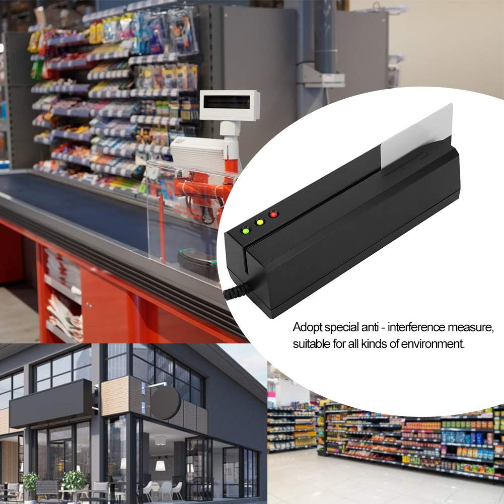 Memory Card Reader MSR605X Magnetic Stripe Card Reader, 10 - 120cm/s Multiple Card Reader 3-Track LED Indicator Magnetic Stripe Writer, Plug N Play, for Standard I