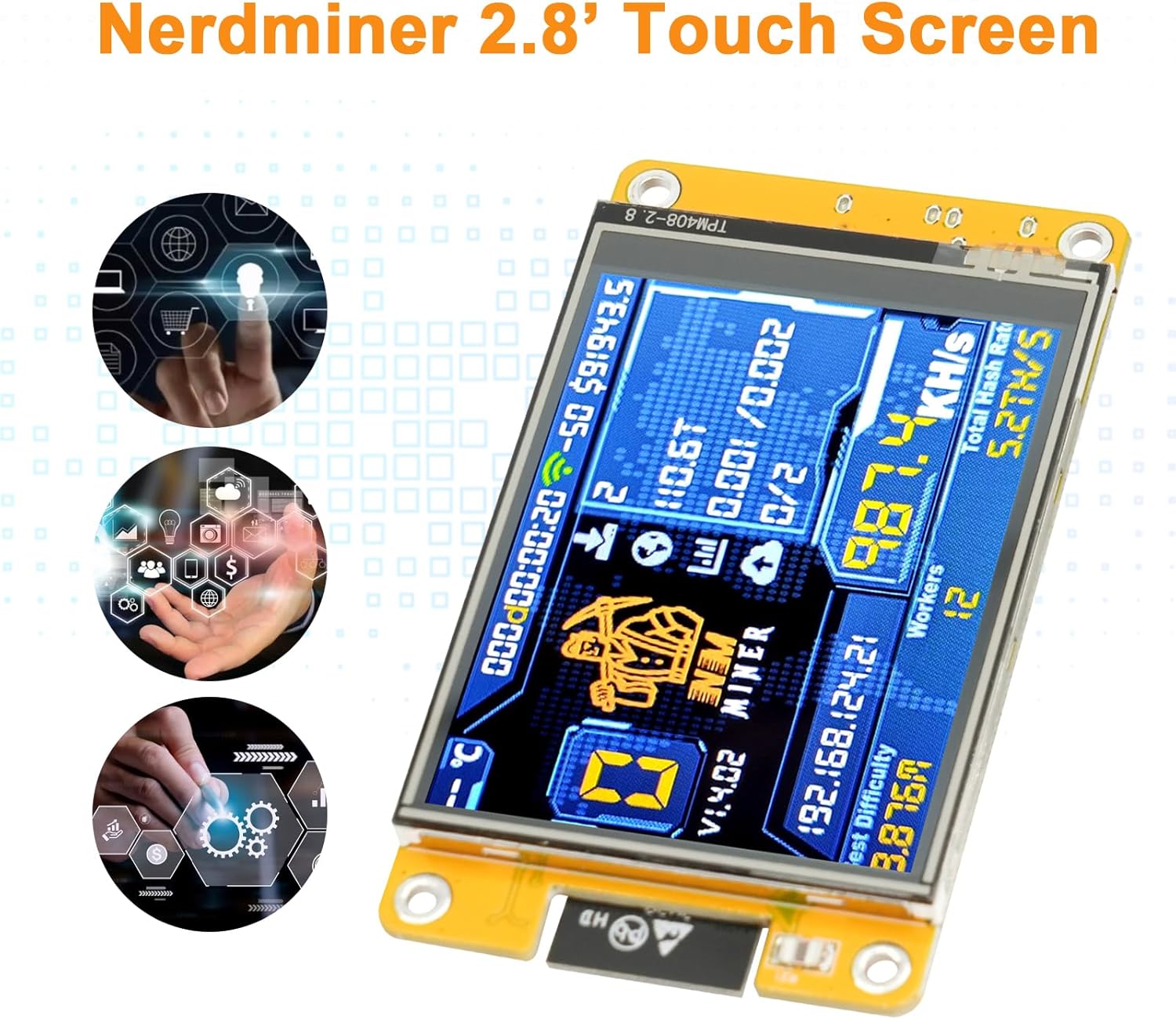 Nerdminer V2 Bitcoin Miner Ruizhi 410kh/s Nerdminer V2 Mining Bitcoin ESP32 ESP-HROOM-32 Display with Bitcoin Miner BTC Solo Lottery Miner Crypto Only Miner's Lottery Compatible with Nerd Miner