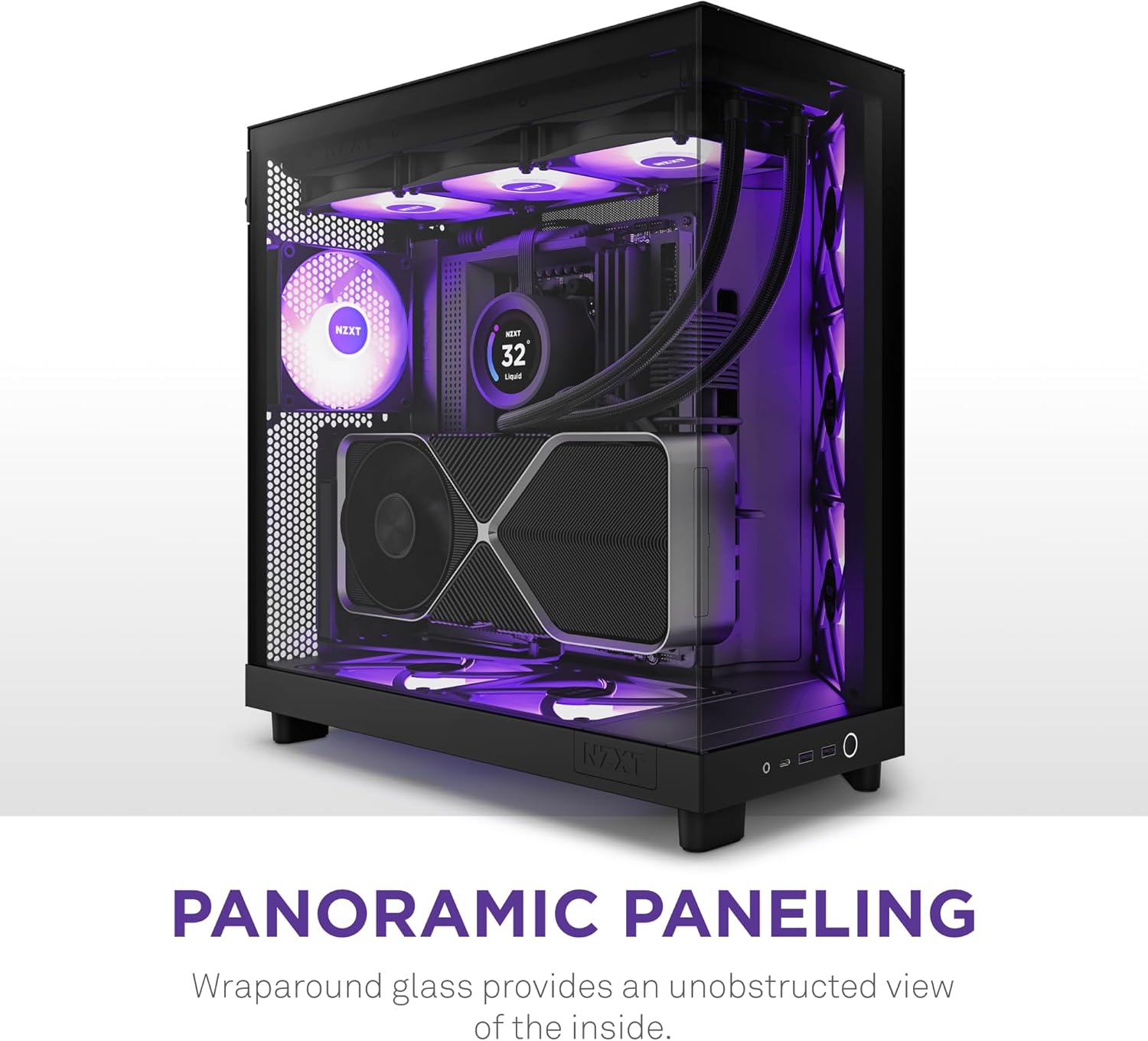 NZXT H6 Flow RGB Mid-Tower Airflow Case with 3 RGB Fans, Panoramic Glass Panels, Cable Management - Black H6 Flow RGB RGB Fans Black