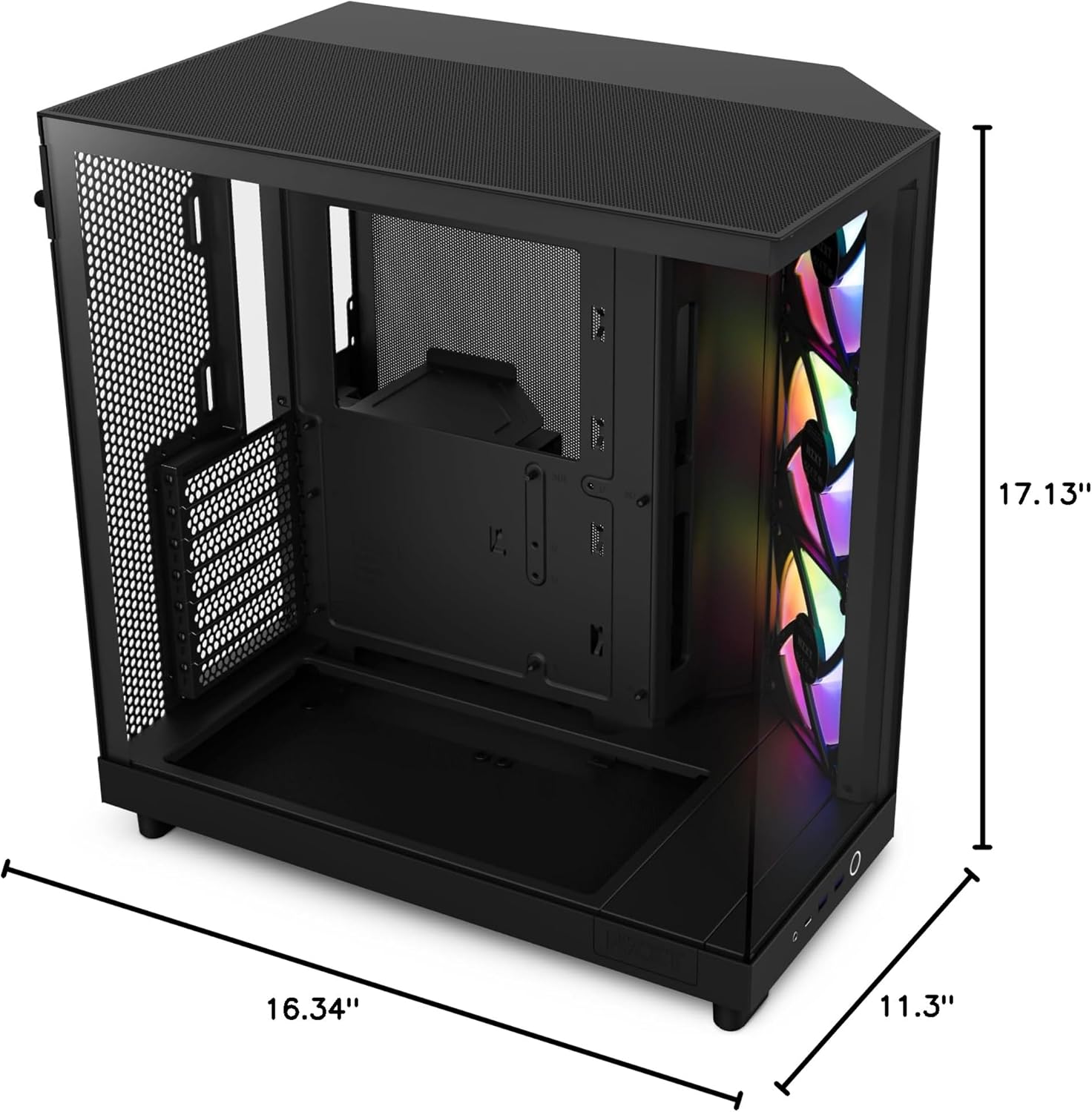 NZXT H6 Flow RGB Mid-Tower Airflow Case with 3 RGB Fans, Panoramic Glass Panels, Cable Management - Black H6 Flow RGB RGB Fans Black