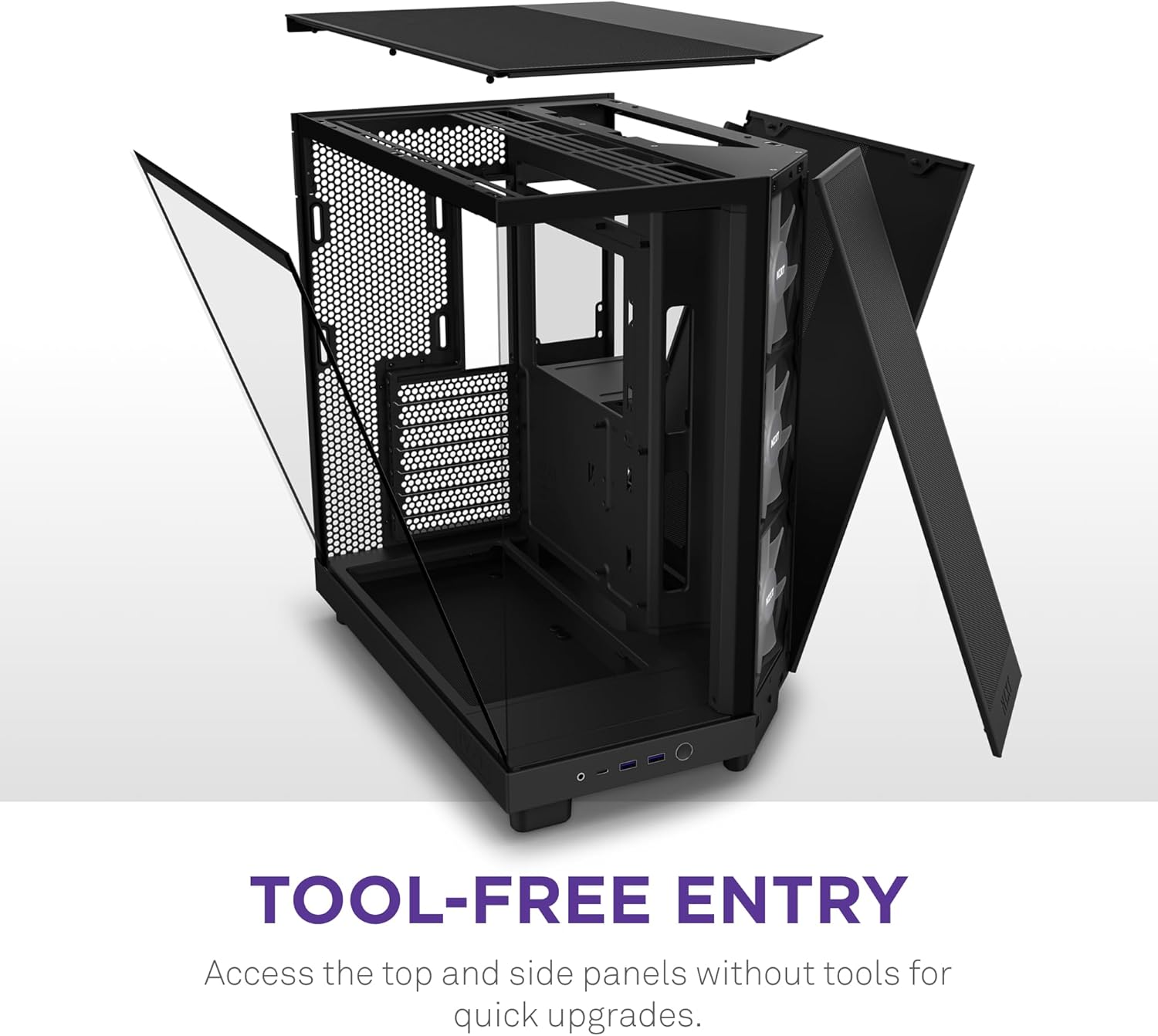 NZXT H6 Flow RGB Mid-Tower Airflow Case with 3 RGB Fans, Panoramic Glass Panels, Cable Management - Black H6 Flow RGB RGB Fans Black