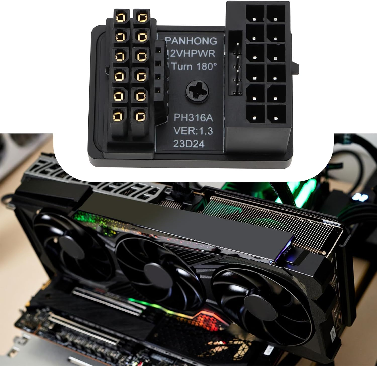 OTOTEC 1PC 12VHPWR 12+4 Pin Power Adapter ATX 3.0 16 Pin GPU PCIe5.0 Power Connector with 180 Degree Angle 600W Compatible with RTX 4090 4080 4070Ti 3090Ti Type A Graphics Card Type A