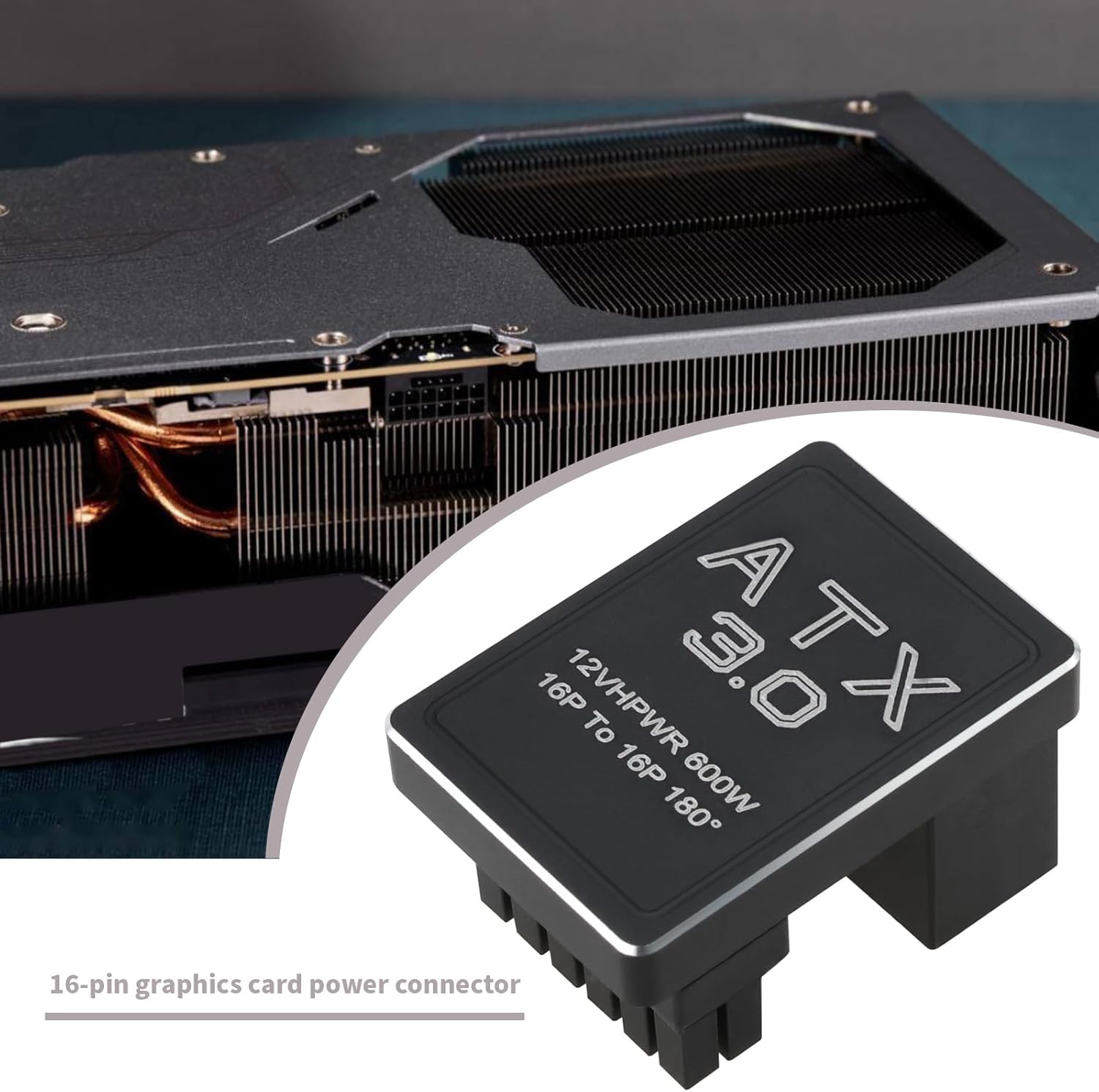 OTOTEC 1PC 12VHPWR 12+4 Pin Power Adapter ATX 3.0 16 Pin GPU PCIe5.0 Power Connector with 180 Degree Angle 600W Compatible with RTX 4090 4080 4070Ti 3090Ti Type A Graphics Card Type A