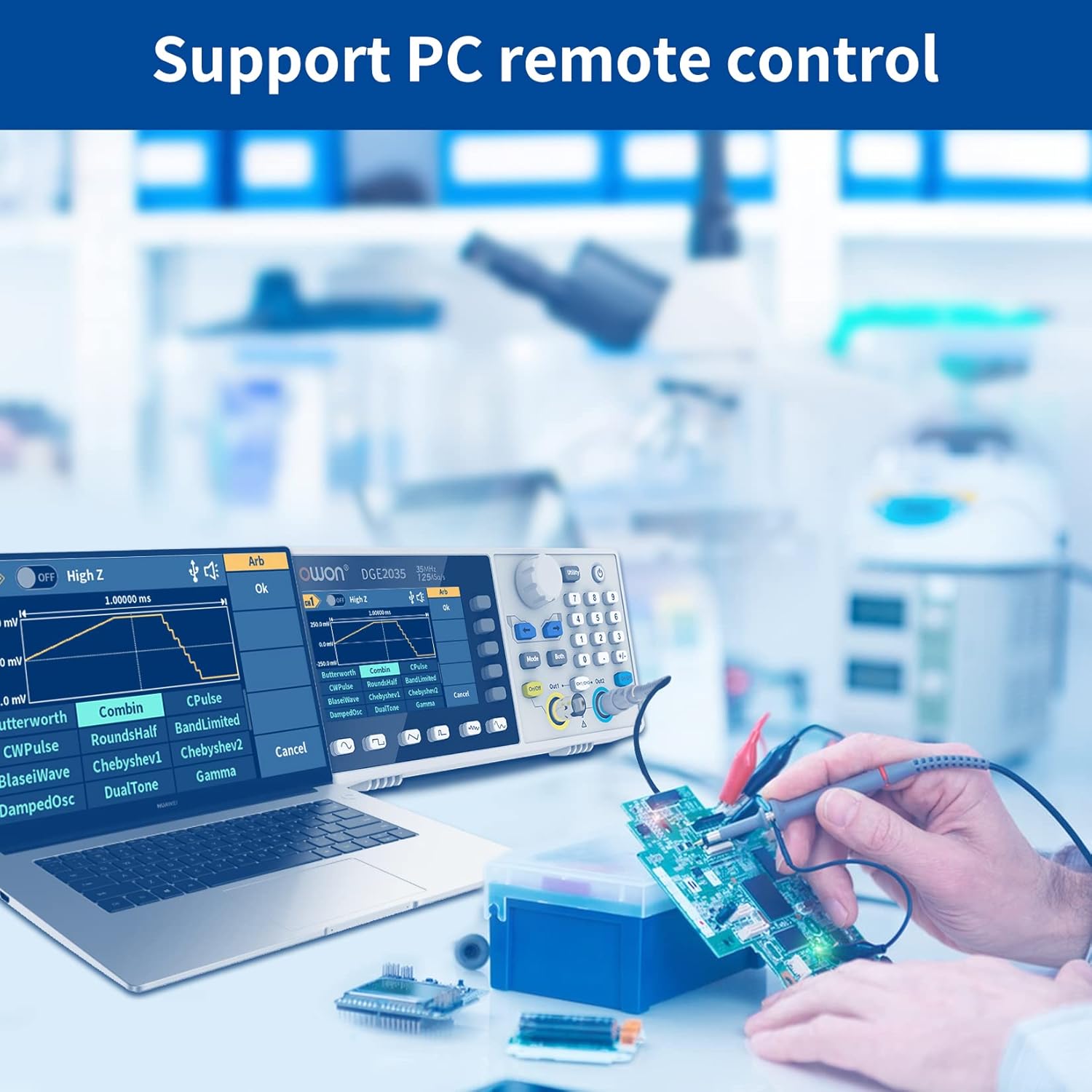 OWON DGE2035 Dual Channel 35MHz Function Generator, Portable Arbitrary Waveform Generator with 3.6 inch LCD Display, OWON-DGE2035 14bit Frequency 125MSa/s Signal Generator