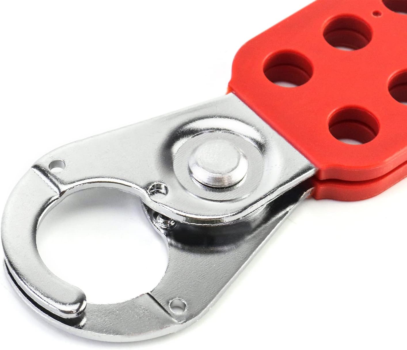 QWORK Lock Out Tag Out Hasp, 6 Pack Tamper-Proof Stainless Steel Padlock Hasp with Extended Jaw, Red