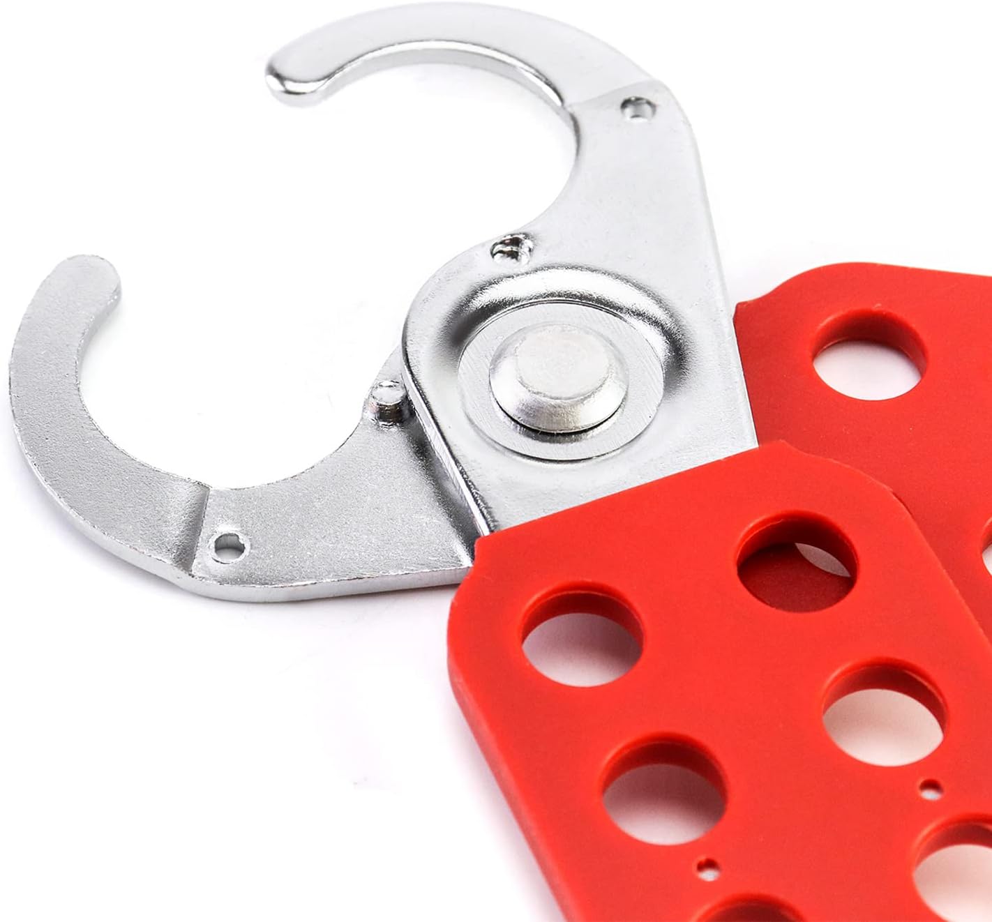 QWORK Lock Out Tag Out Hasp, 6 Pack Tamper-Proof Stainless Steel Padlock Hasp with Extended Jaw, Red