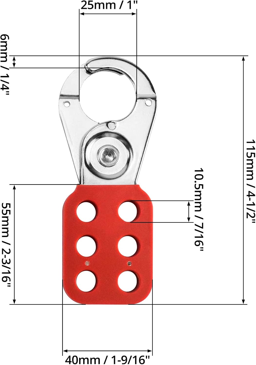 QWORK Lock Out Tag Out Hasp, 6 Pack Tamper-Proof Stainless Steel Padlock Hasp with Extended Jaw, Red