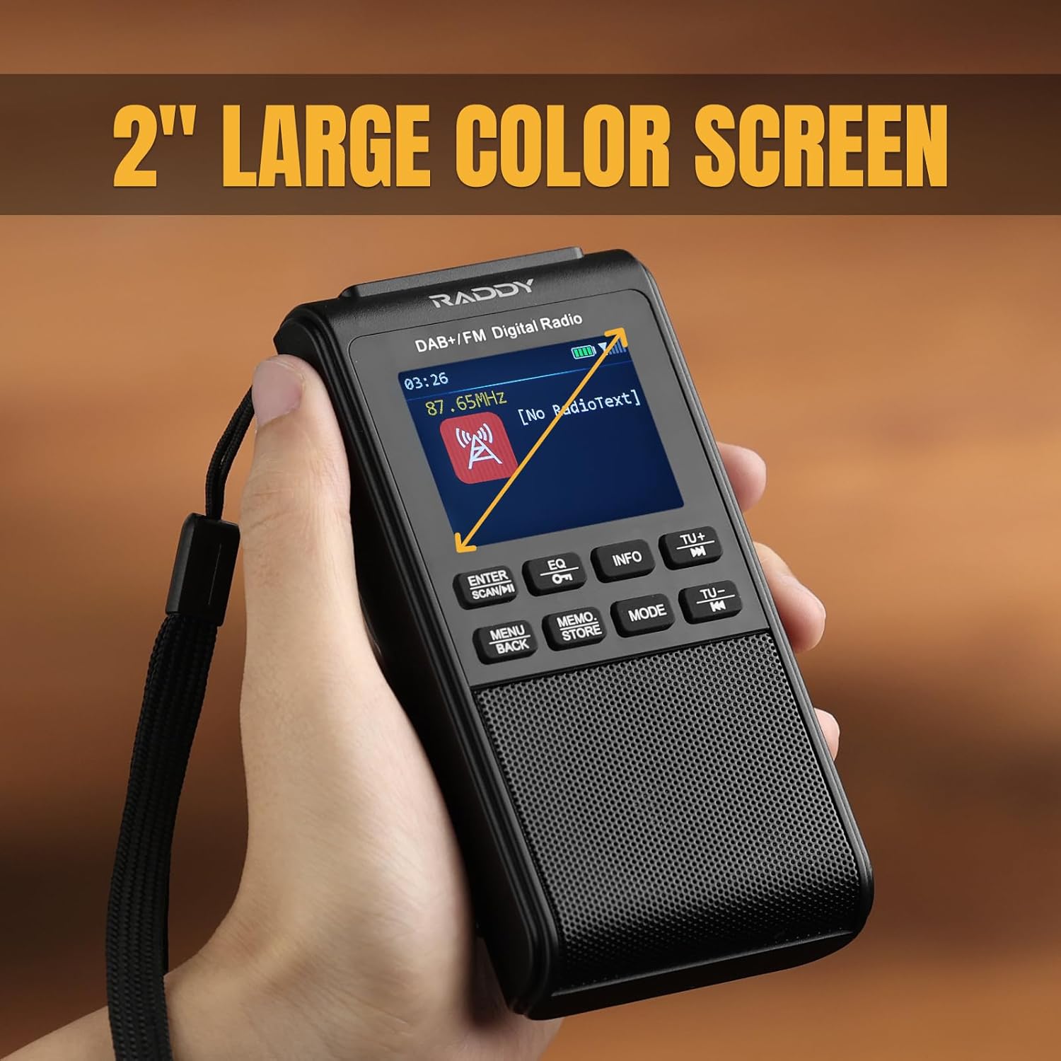 Raddy RD939 Portable DAB FM Radio, DAB Pocket Radio with BT 5.3, 5W Speaker, 2" Display, USB-C and 1200mAh Battery, Alarm Clock, TF/USB Play, Auto Scan, Headphone Jack