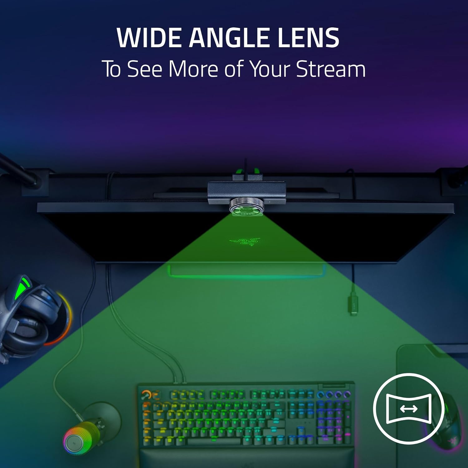 Razer Kiyo V2 X Streaming Webcam: 1440p 60 FPS - Auto Focus - Built-in Microphone - Wide Angle Lense - Integrated Privacy Shutter - Works with OBS, Xsplit, Streamlabs, Discord, Zoom, Teams - Black
