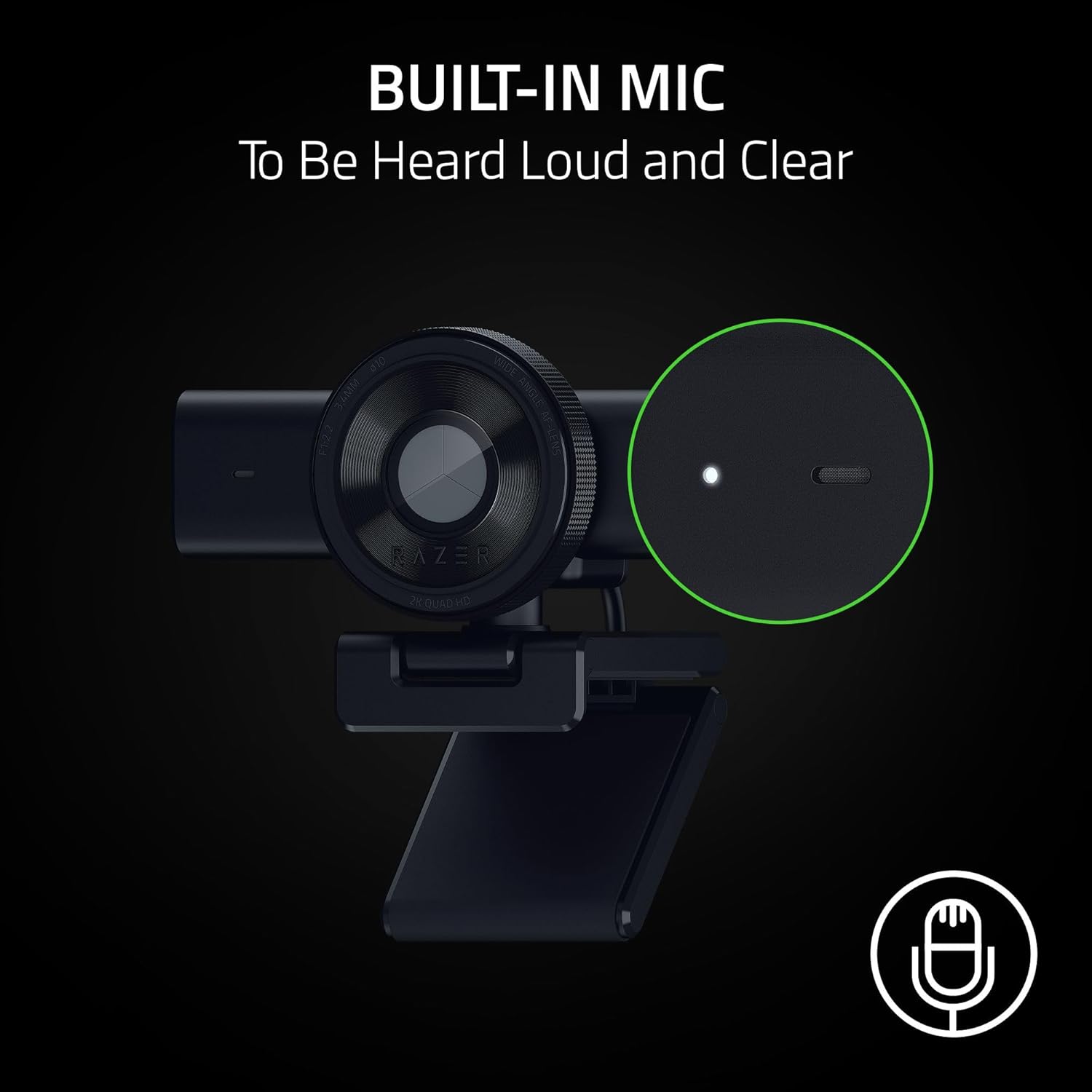 Razer Kiyo V2 X Streaming Webcam: 1440p 60 FPS - Auto Focus - Built-in Microphone - Wide Angle Lense - Integrated Privacy Shutter - Works with OBS, Xsplit, Streamlabs, Discord, Zoom, Teams - Black