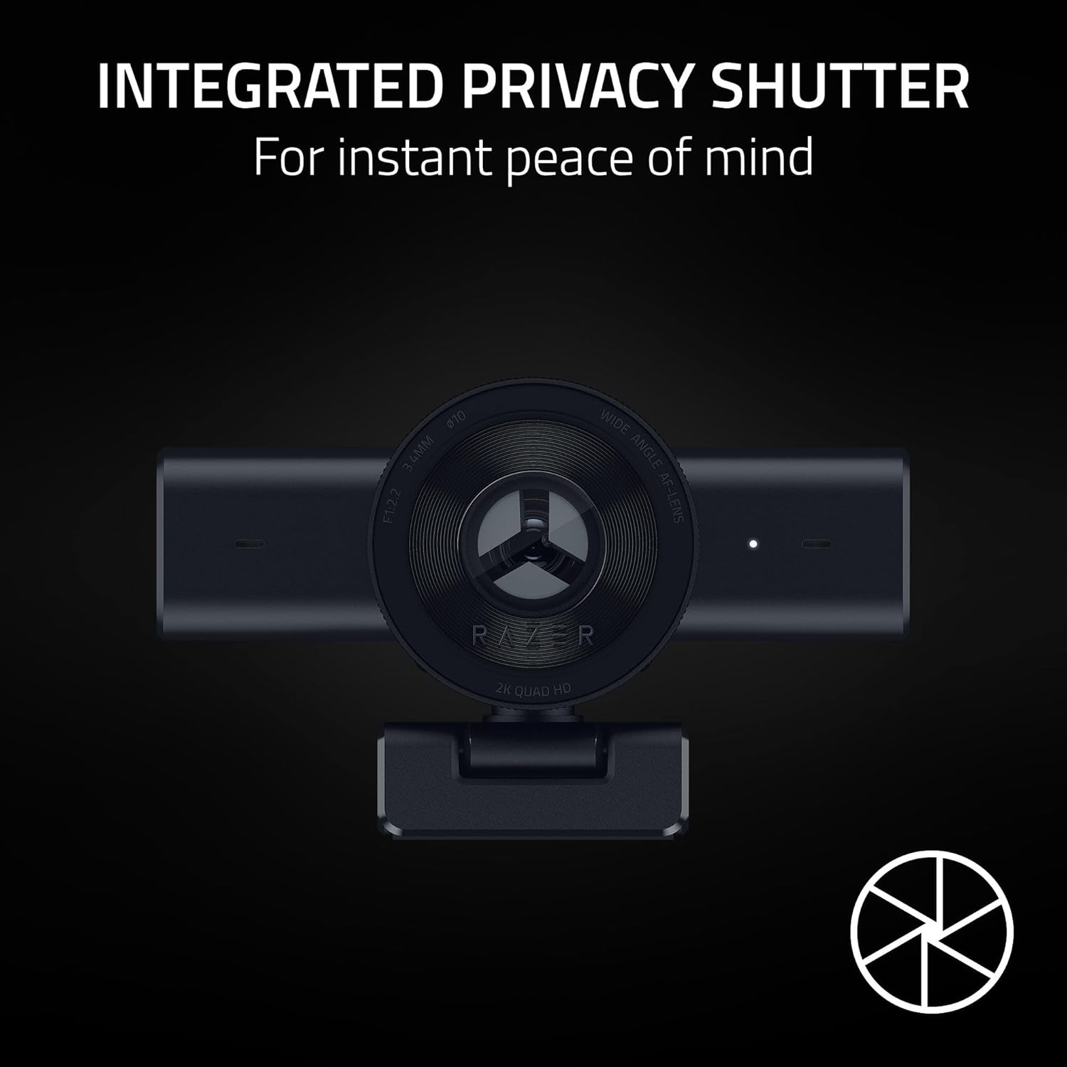 Razer Kiyo V2 X Streaming Webcam: 1440p 60 FPS - Auto Focus - Built-in Microphone - Wide Angle Lense - Integrated Privacy Shutter - Works with OBS, Xsplit, Streamlabs, Discord, Zoom, Teams - Black