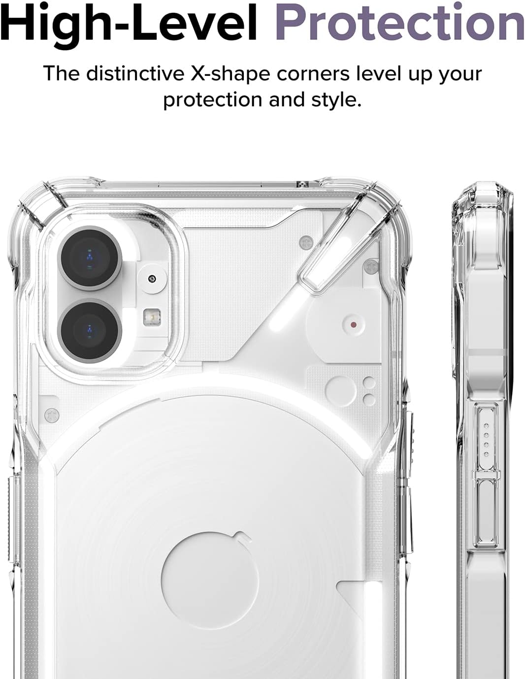 Ringke Fusion-X Compatible with Nothing Phone Cover (1), Transparent Anti-Scratch Hard Back Case with Shockproof Bumper Sturdy TPU - Clear