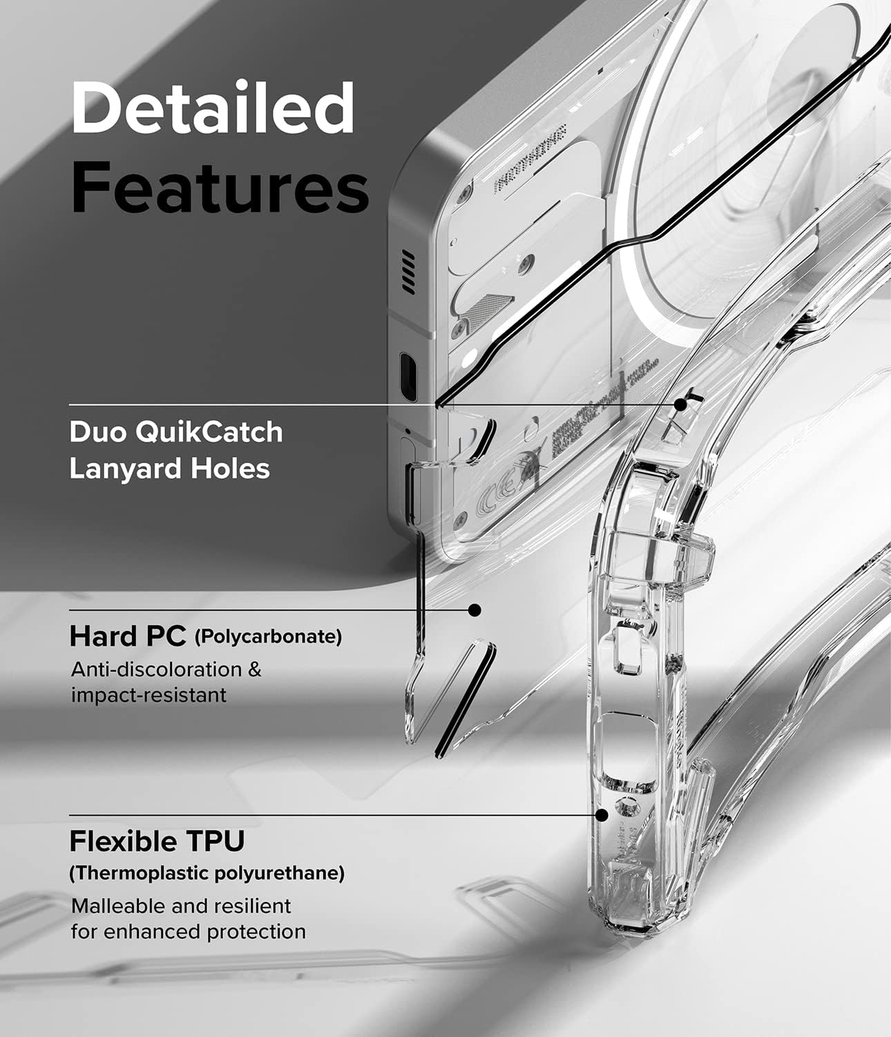 Ringke Fusion-X Compatible with Nothing Phone Cover (1), Transparent Anti-Scratch Hard Back Case with Shockproof Bumper Sturdy TPU - Clear