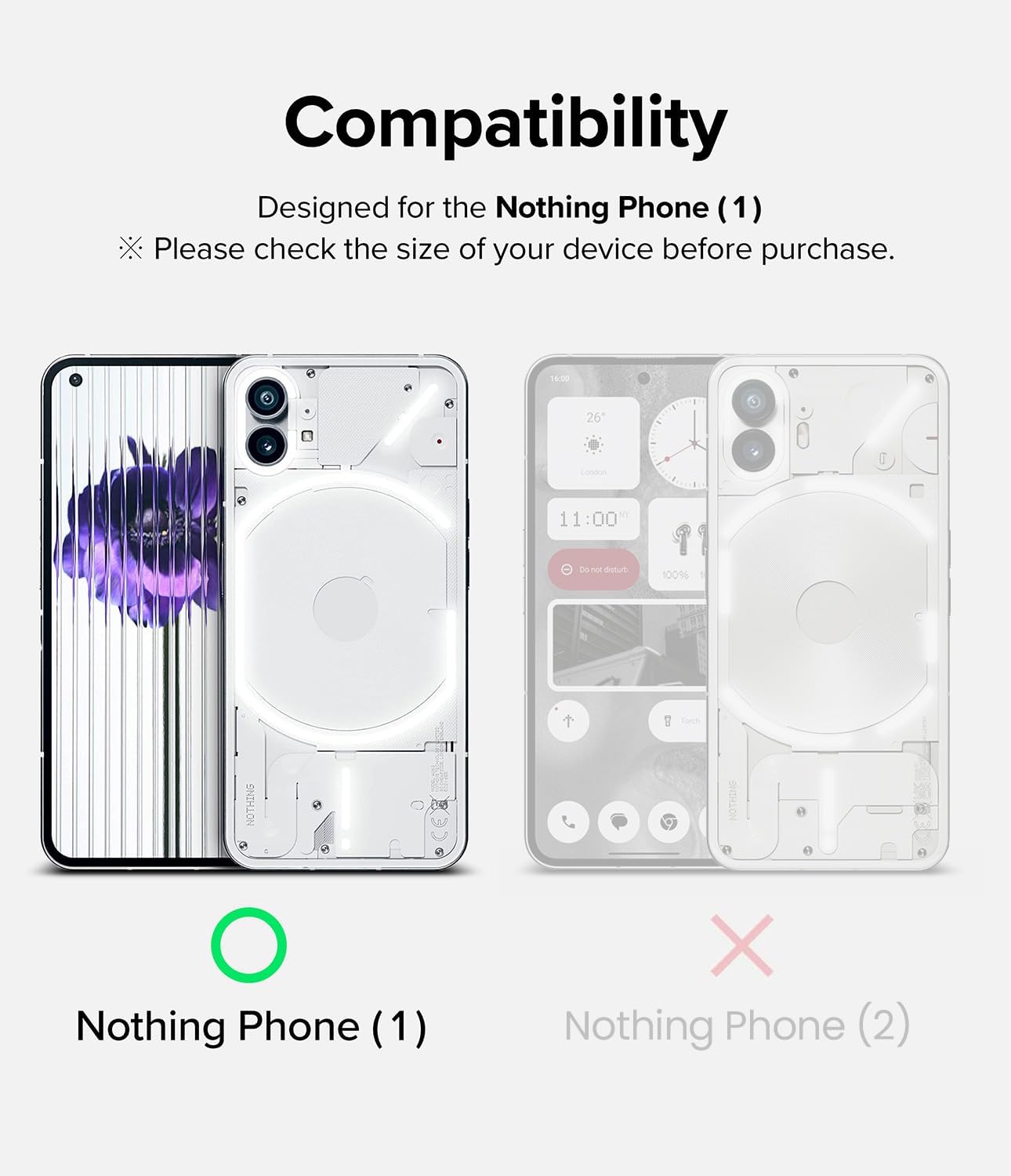 Ringke Fusion-X Compatible with Nothing Phone Cover (1), Transparent Anti-Scratch Hard Back Case with Shockproof Bumper Sturdy TPU - Clear