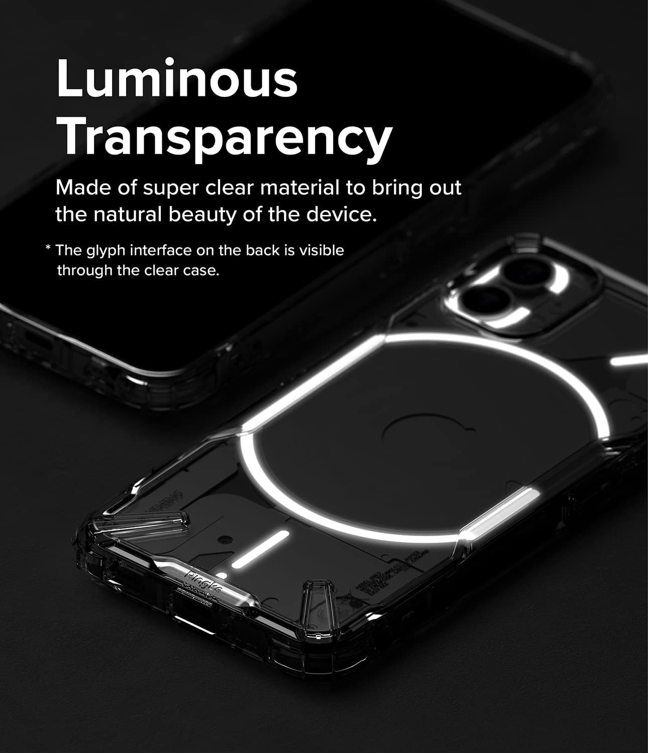 Ringke Fusion-X Compatible with Nothing Phone Cover (1), Transparent Anti-Scratch Hard Back Case with Shockproof Bumper Sturdy TPU - Clear