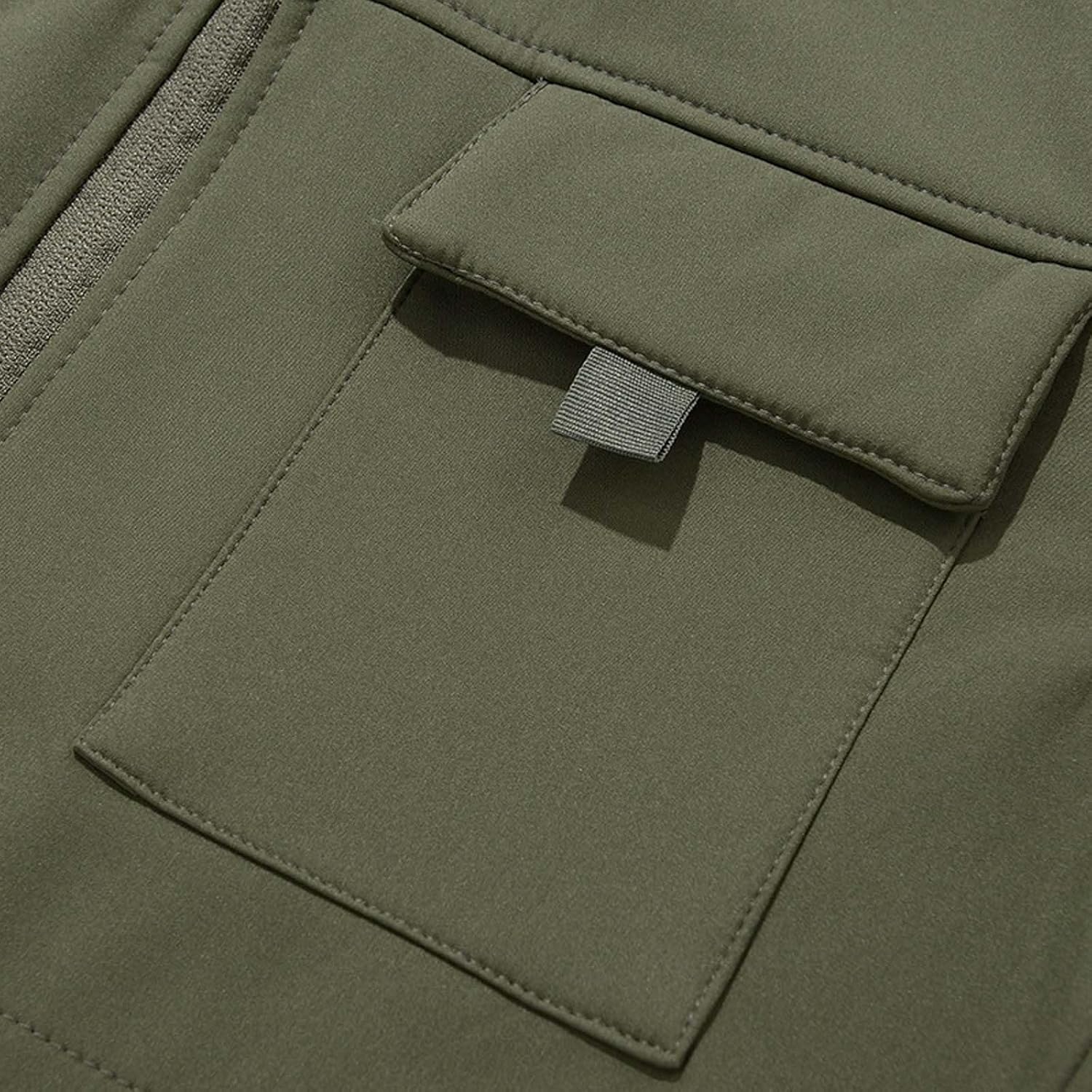 RUMAOZIA Men's Military Softshell Jacket Warm Fleece Windbreaker Zip Up Hooded Work Jacket Softshell Jacket Between Seasons Jacket for Work Fishing Hunting OR Army Green XXL