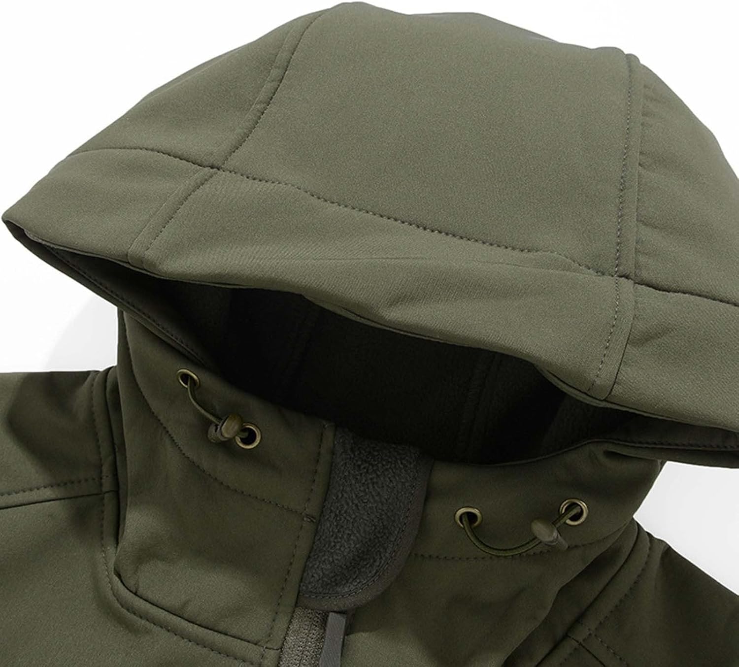 RUMAOZIA Men's Military Softshell Jacket Warm Fleece Windbreaker Zip Up Hooded Work Jacket Softshell Jacket Between Seasons Jacket for Work Fishing Hunting OR Army Green XXL