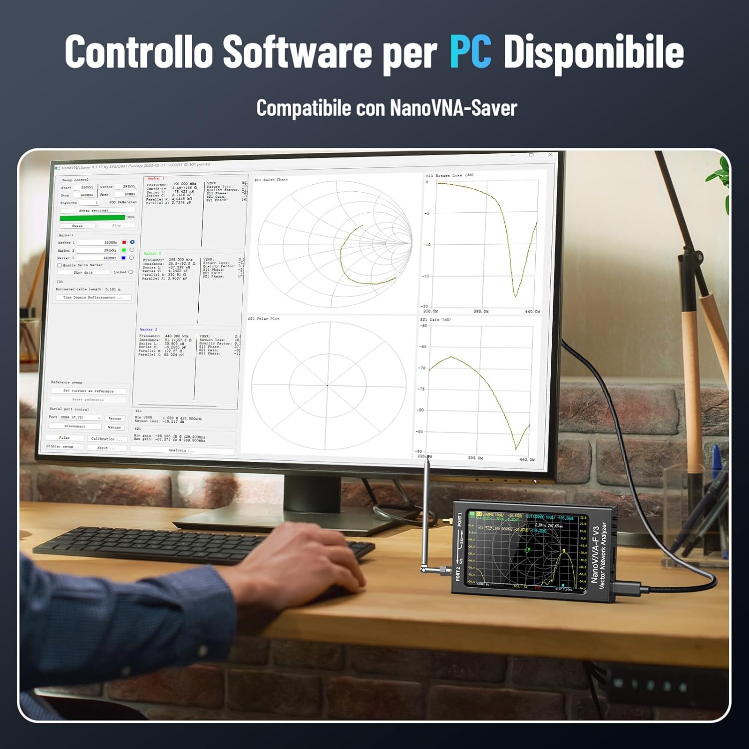 Seesii NanoVNA-F V3 Antenna Analyzer, 4.3 Inch Vector Network Analyzer 1MHz-6GHz HF VHF UHF for S-Parameters Voltage, SWR, Phase, Delay, Smith Diagram