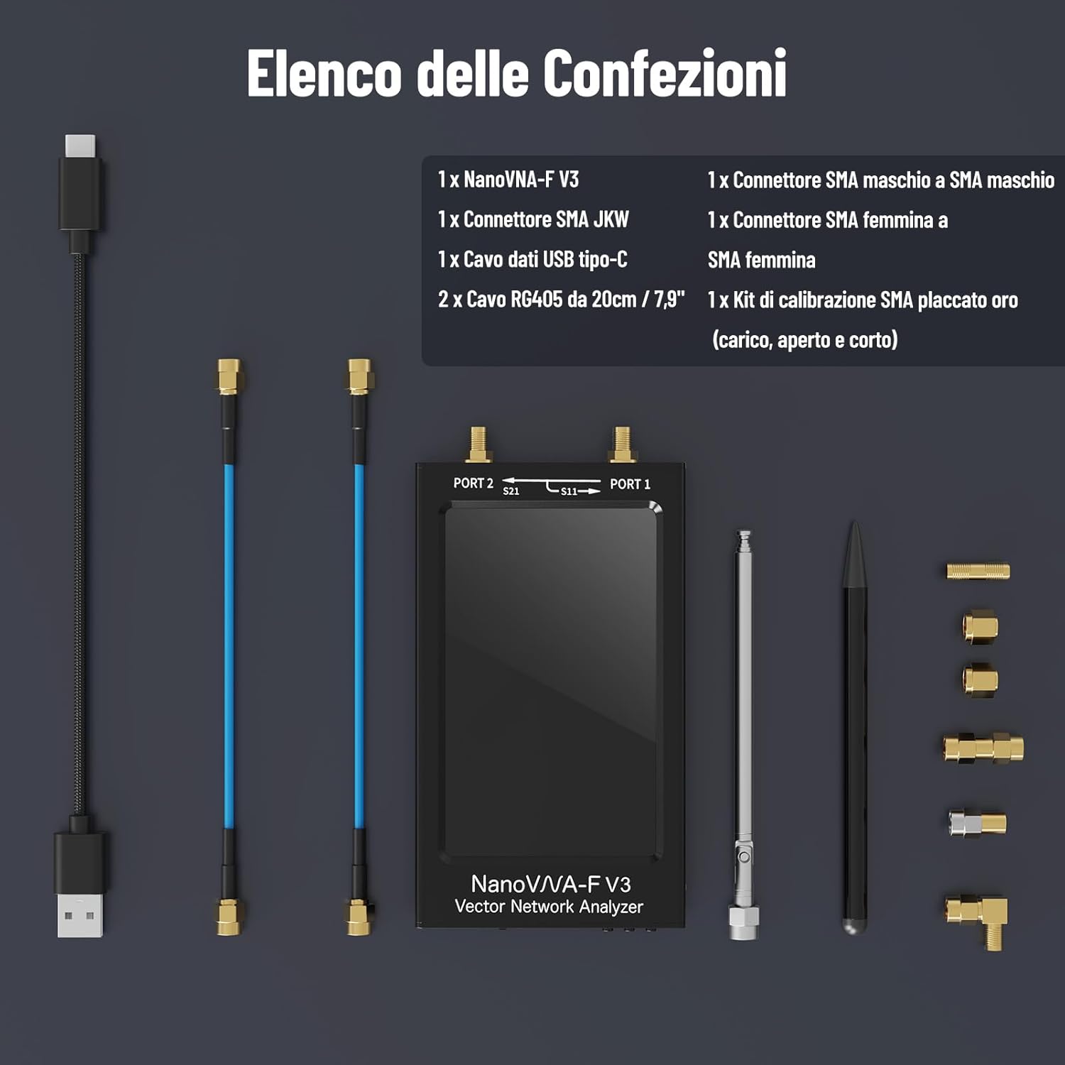 Seesii NanoVNA-F V3 Antenna Analyzer, 4.3 Inch Vector Network Analyzer 1MHz-6GHz HF VHF UHF for S-Parameters Voltage, SWR, Phase, Delay, Smith Diagram