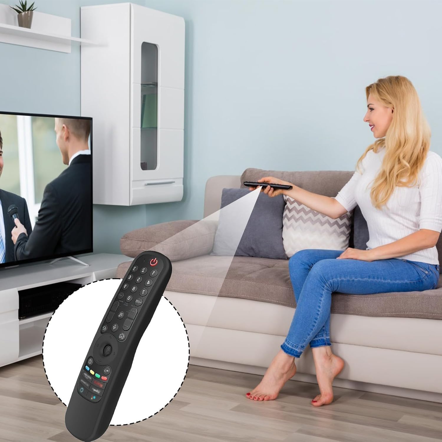 Silicone custody compatible with LG AN-MR21ga remote control AN-MR21GC MR22GA MR22GN MR23GA MR24ga, Remote Control Protective Shell, Remote control cover for LG Magic 2021/2022/2023/2024 Black