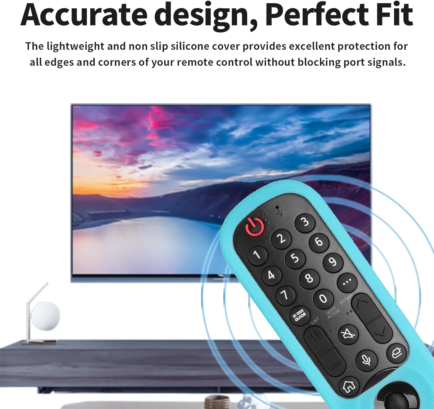 Silicone Remote Control Case Compatible with LG 4K UHD Smart TV Magic AN-MR21GA AN-MR22GA AN-MR22GN AN-MR23GA AN-MR24GA Remote Control Shockproof Protective Cover with Fluorescent Blue and Lanyard