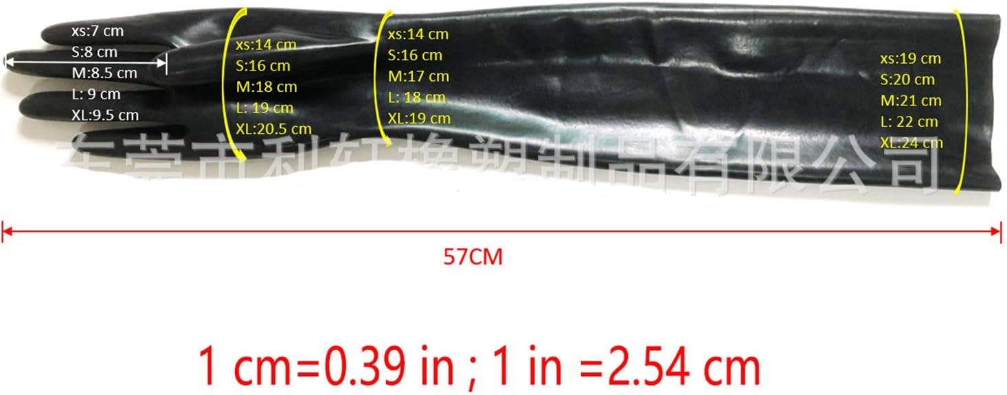 SMGZC Long Latex Gloves for Women and Men, Natural Rubber Gloves Latex Gloves for Cosplay Party and Club Black S