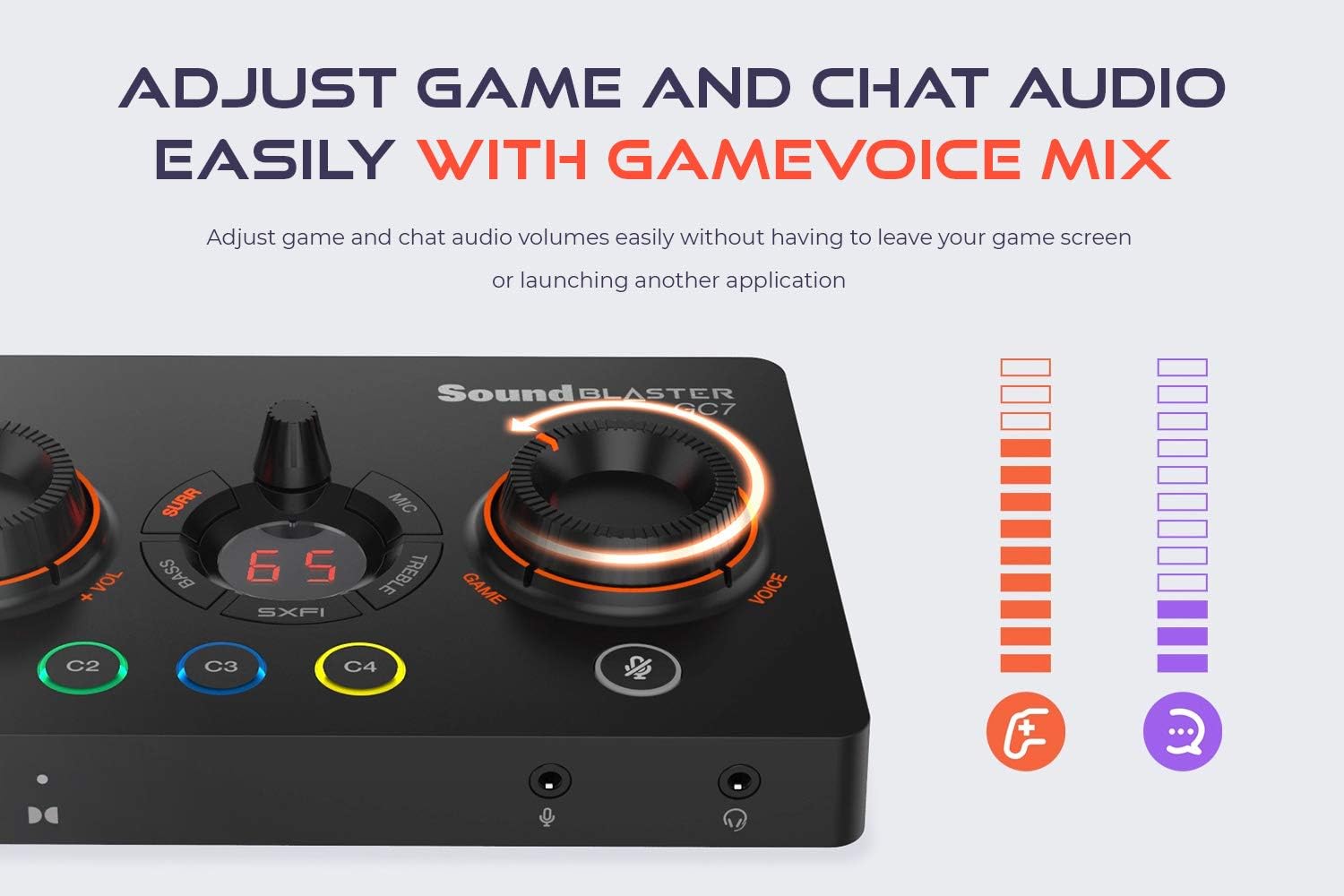 The 7.1 DAC and amp Creative Sound Blaster GC7 for game streaming, BATTLE and Scout Mode, GameVoice Mix, Dolby Audio compatible with PC, PS4/PS5, Nintendo Switch Standard