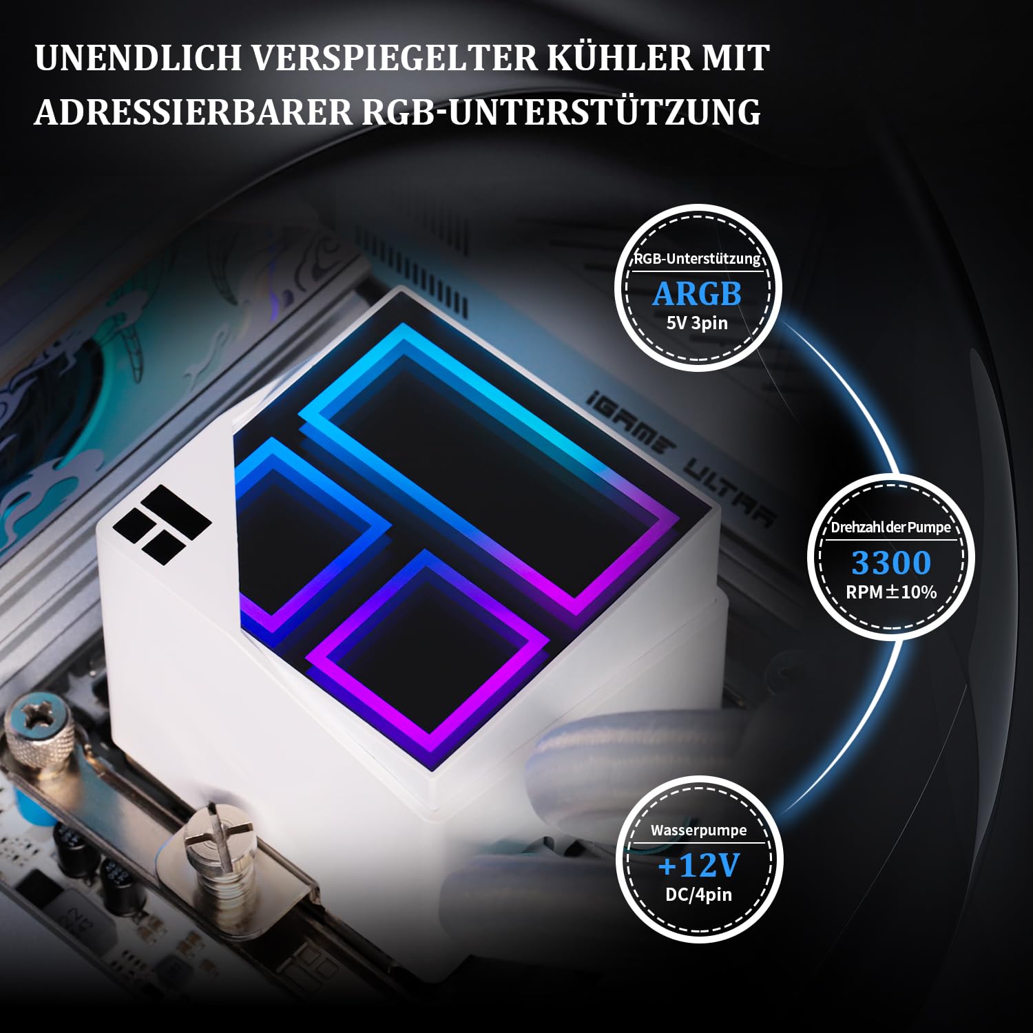 Thermalright Frozen Infinity 360 WHITE CPU Liquid Cooler, Triple PWM Fan with 2000 RPM, Aio CPU Cooling, for AM4/AM5 and Intel LGA115X/2011/1700/1851, Infinity Mirror