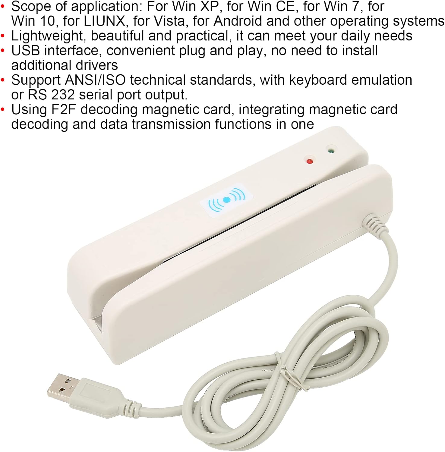 Tyenaza MSR-400 Card Swiper, Lightweight USB Interface 2-Way Swipe Convenient Practical Reader for Banking System