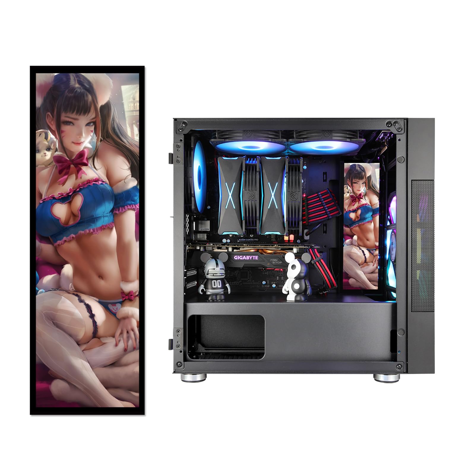 Vetroo Display Board w/LED Lights for Computer PC Case Decor Full HD 2K Multi-Mode Function 9.8" x 3.1" (Vertical, A6) A A6