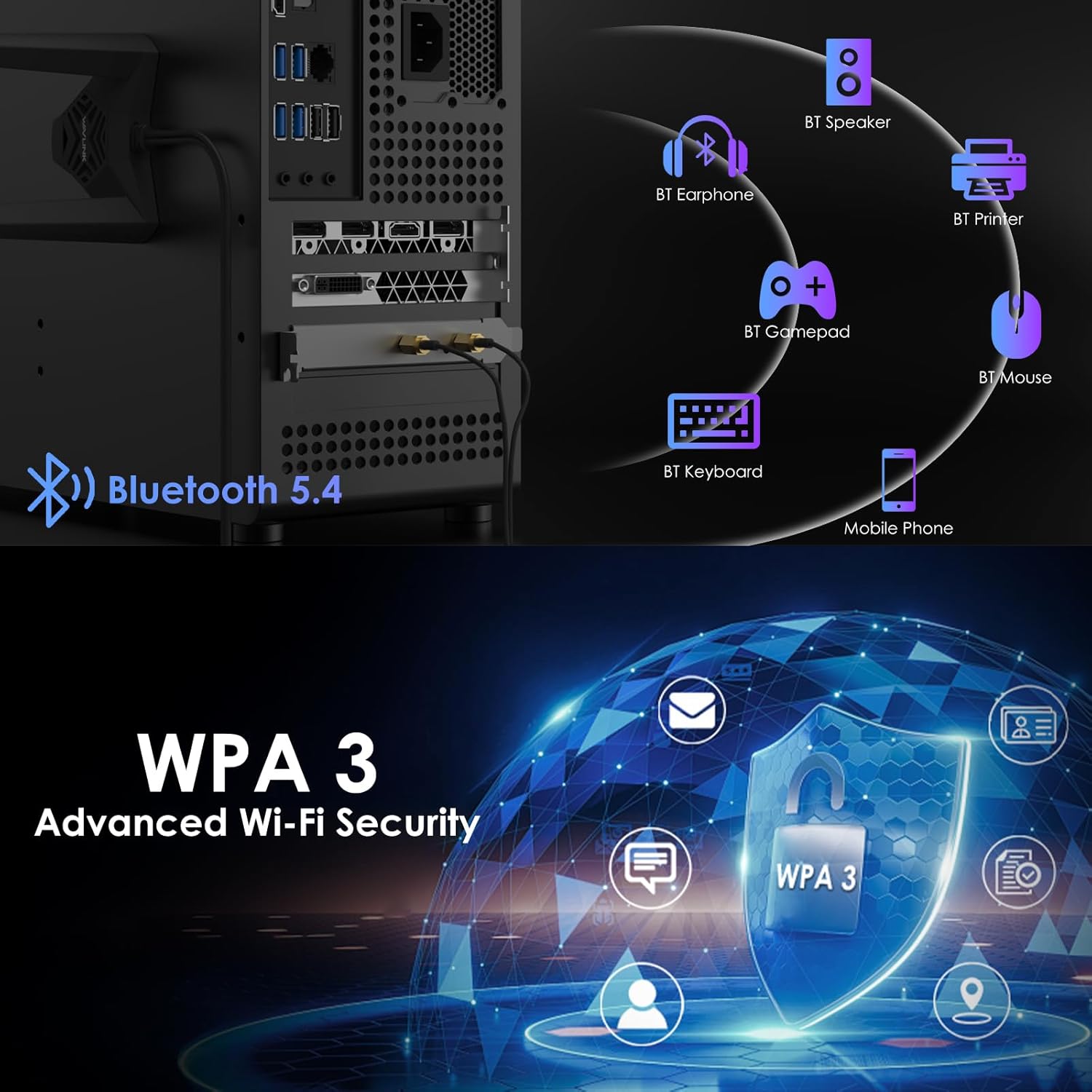 WAVLINK WIFI 7 PCIE BE8800 PC Desktop PC, three-band Wireless Be200 adapter with Bluetooth 5.4, Mus-Mimo, WPA3, for Windows 10/11 (64bit), not supported AMD motherboard