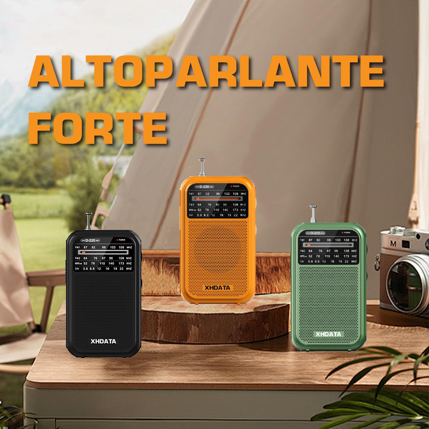 XHDATA D220 Portable Radio FM AM SW, Portable FM Radio, Mini Portable Radio with Headphone Jack, Supports Rechargeable Batteries (AA), for Home, Gift, Family, Elderly (Black)