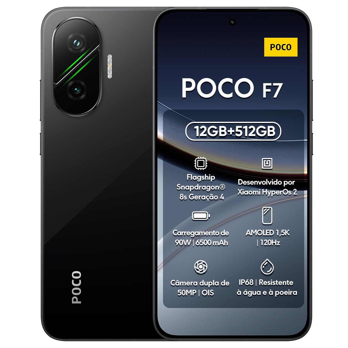 Xiaomi POCO F7 - 12 + 256 GB Smartphone, 50 MP Sony Camera with OIfS, 6.83" AMOLED Screen 1.5 K at 120 Hz, Snapdragon 8s Gen 4, Hypercharge 90 W, Charger Not Included, White