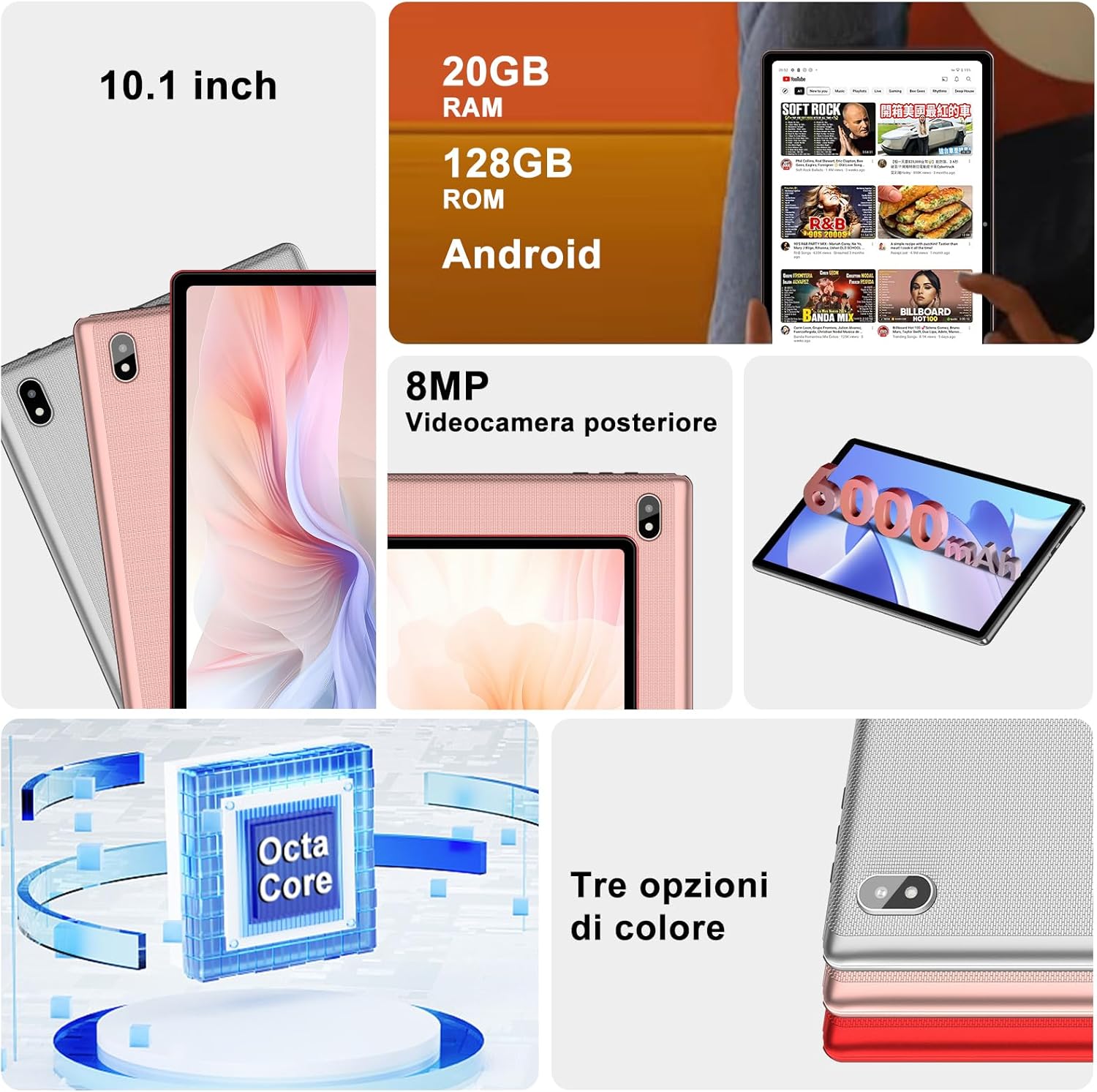 10 Inch Android Tablet with 20GB RAM+128GB ROM (TF 2TB), 5G WiFi 6, Octa-Core, GMS, Bluetooth 5, 5MP + 8MP, 1280 * 800 FHD IPS, 2.0 GHz, 2025 Newest Widevine L1 Tablet with Keyboard and Mouse - Silvery silver-11