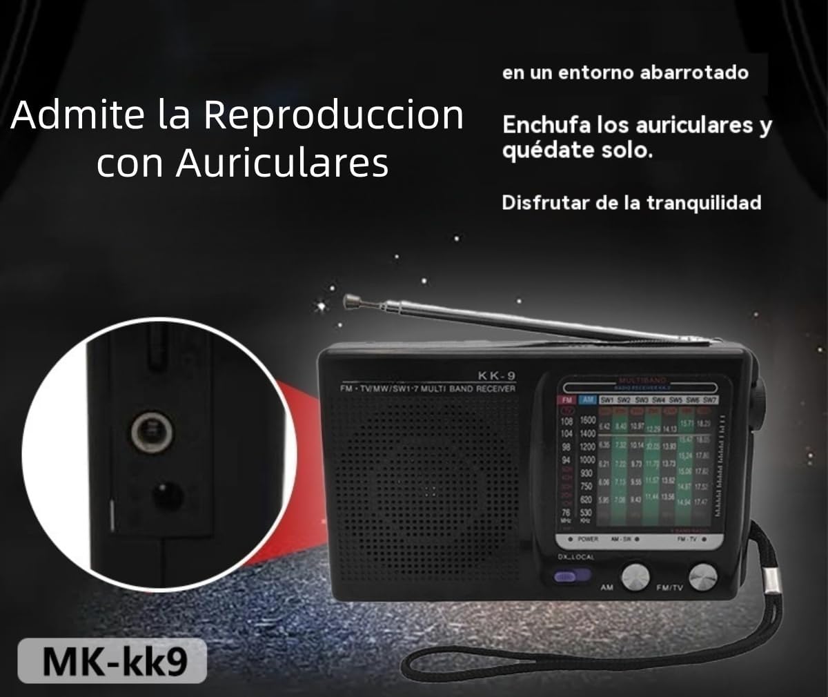 9 Band Portable Transistor Radio FM/AM/SW1~SW7 Battery Powered Portable Bag Loud Speaker Indoor Outdoor