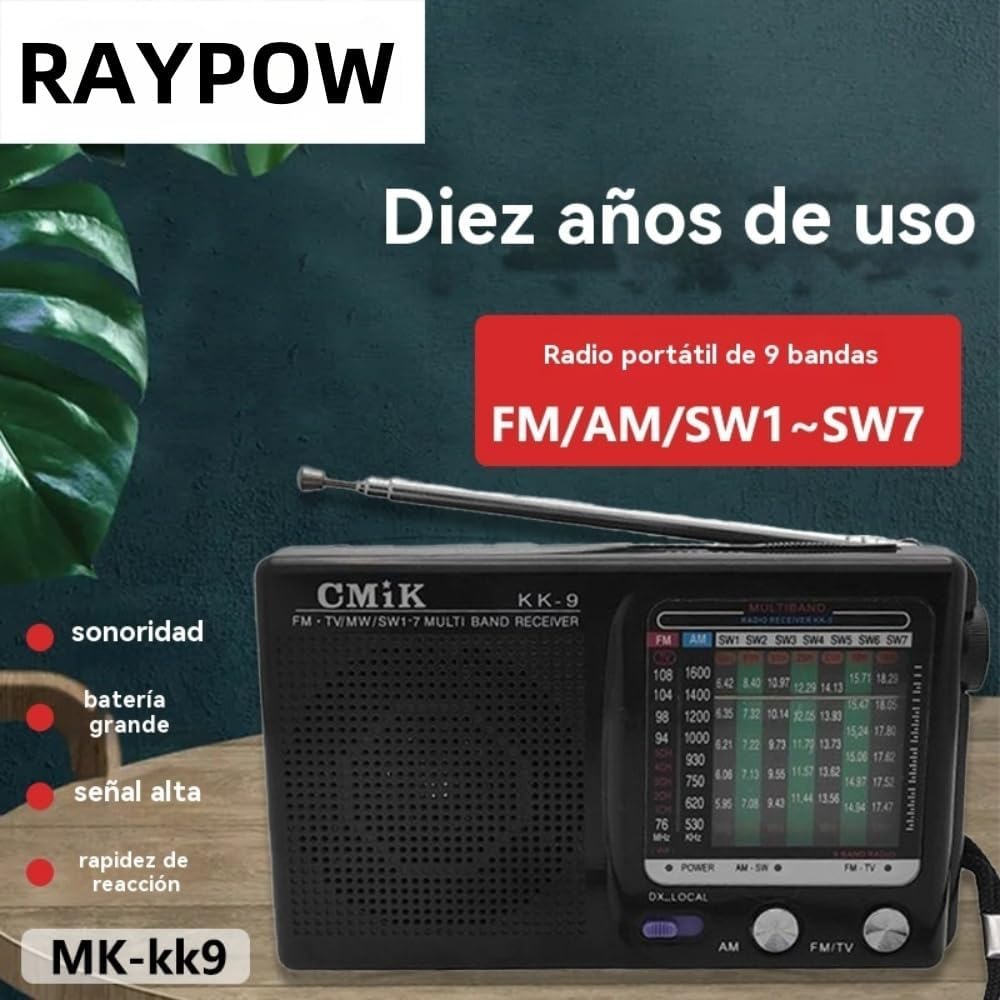 9 Band Portable Transistor Radio FM/AM/SW1~SW7 Battery Powered Portable Bag Loud Speaker Indoor Outdoor